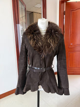 Vintage brown fur coat with fox fur collar