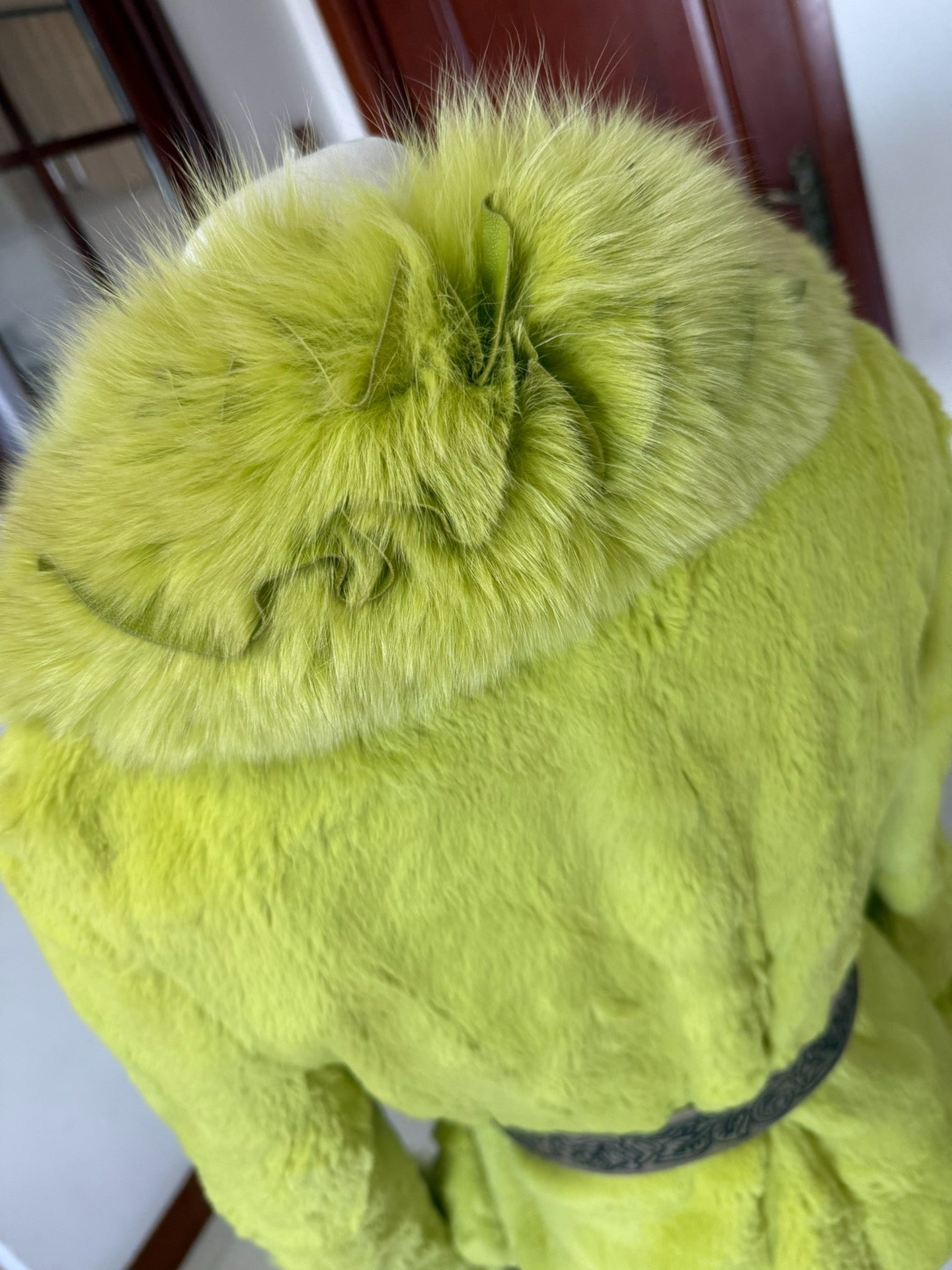 Vintage green rabbit fur coat