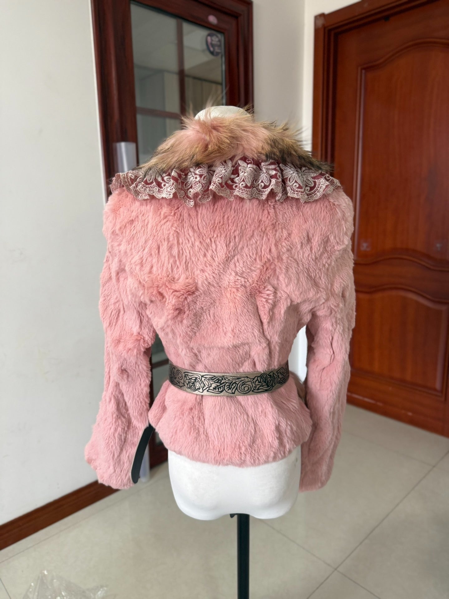 Vintage pink rabbit fur coat
