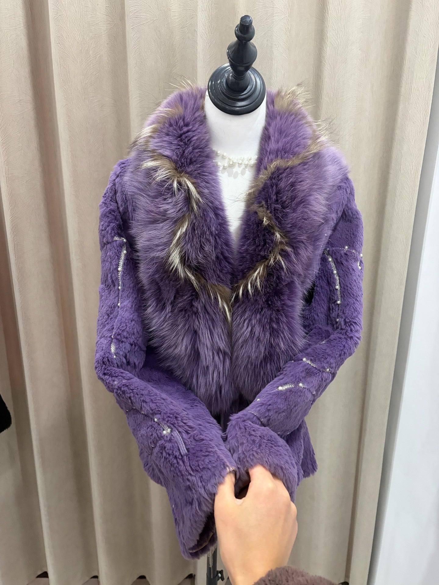 Vintage purple genuine fur coat