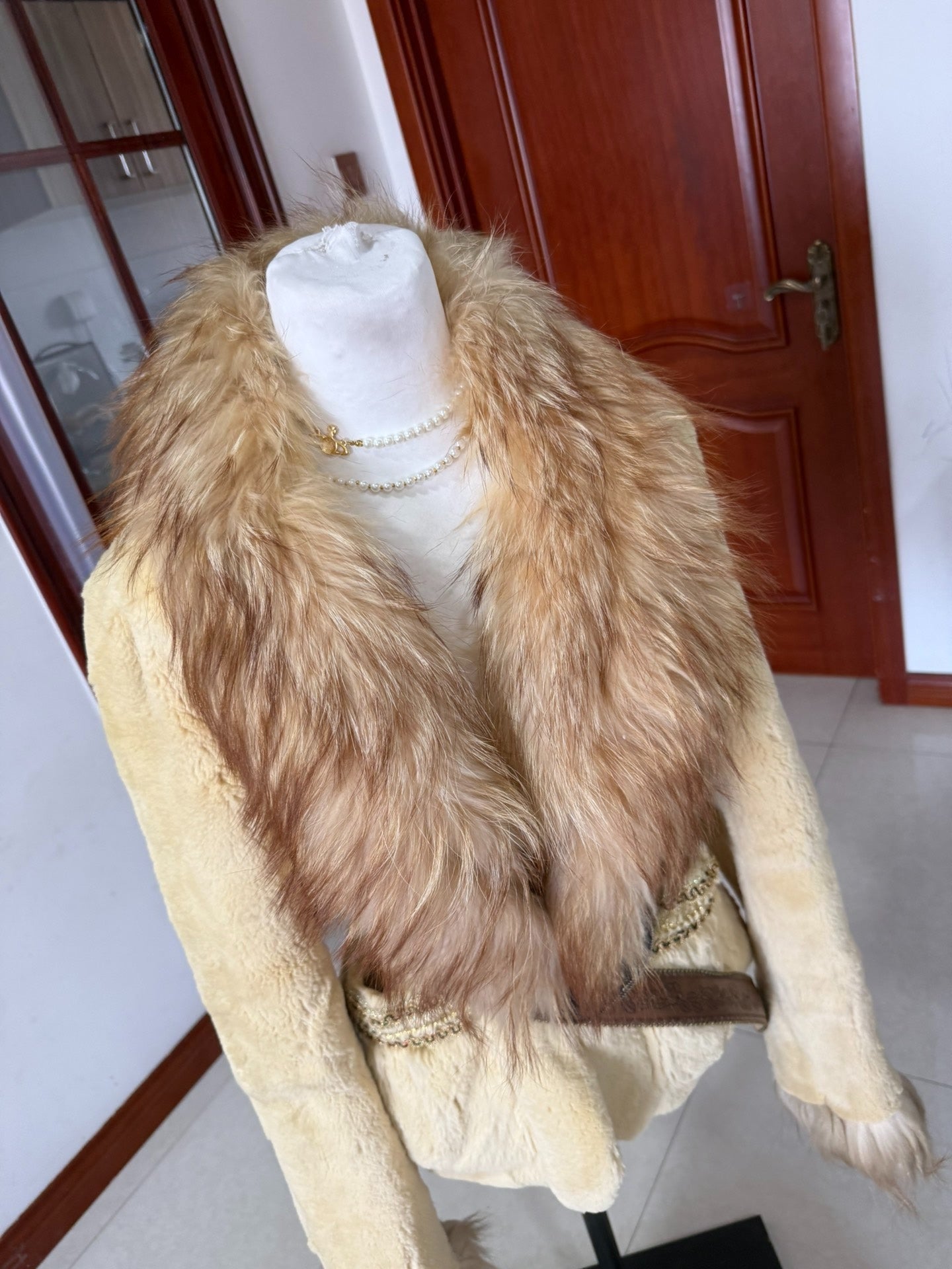 Vintage beige rabbit fur coat