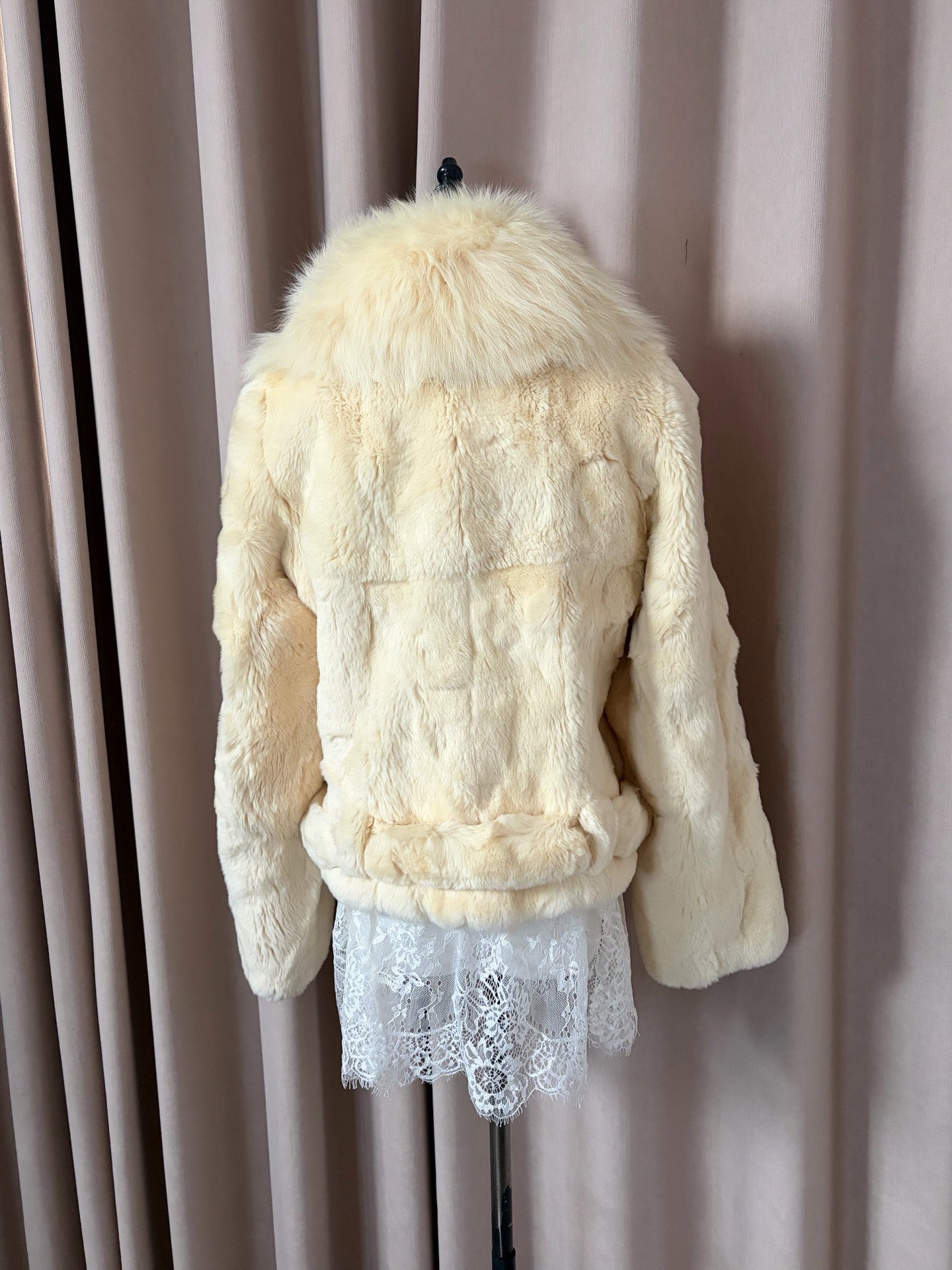 Vintage beige real fur coat