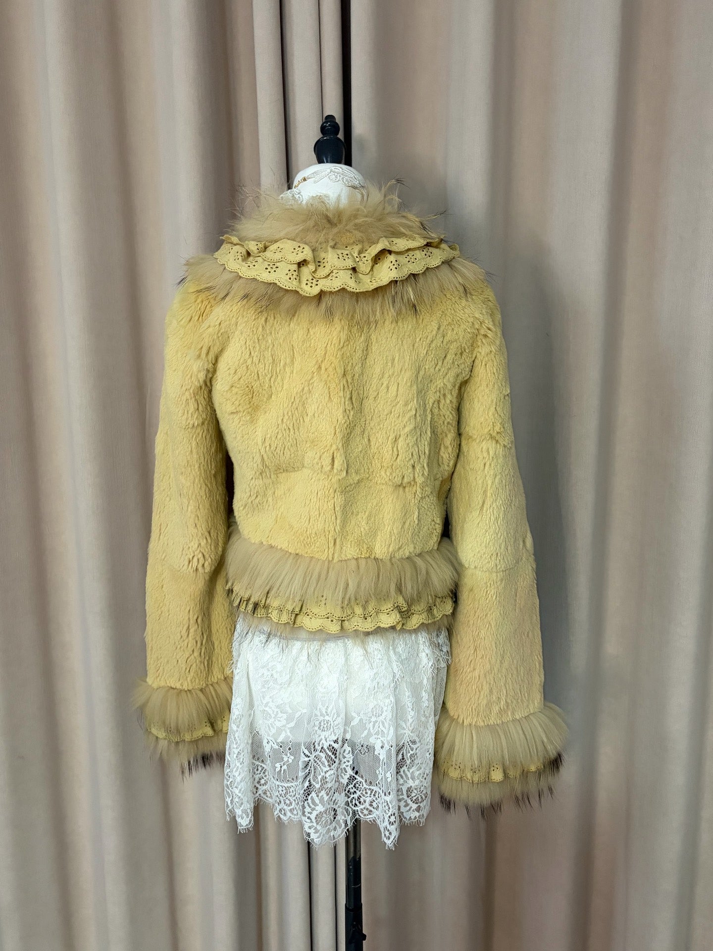 Vintage Yellow real fur coat