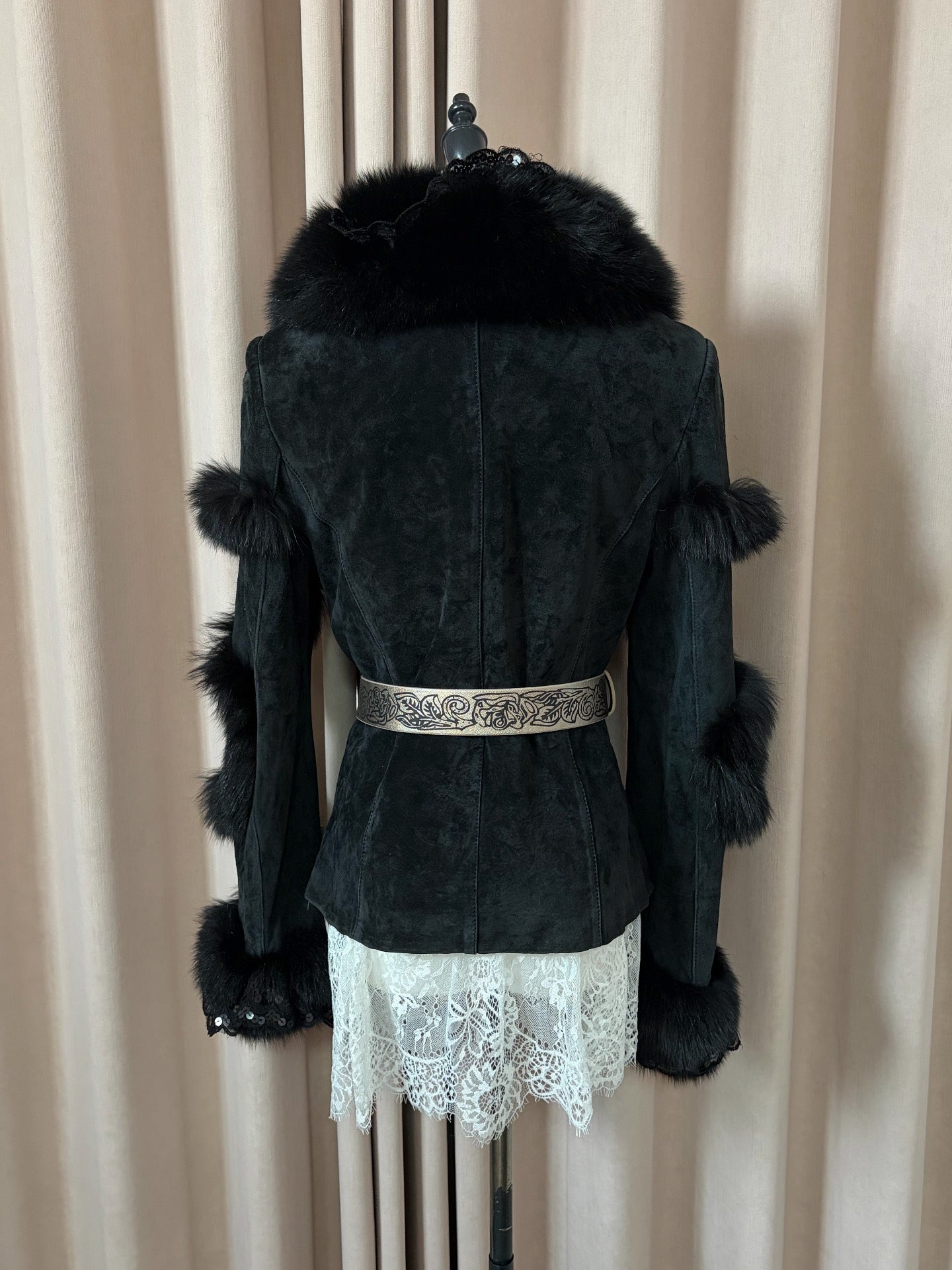 Vintage black real fur coat