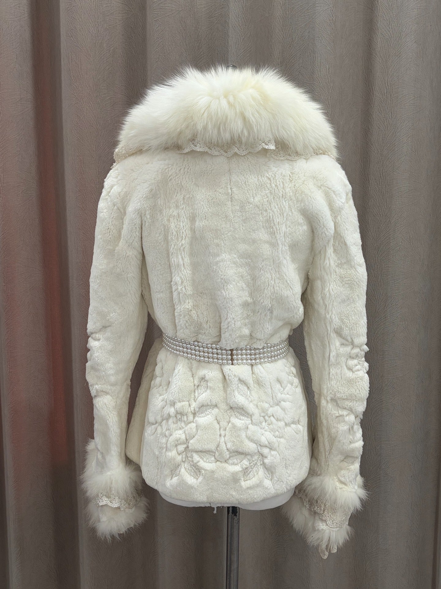 Vintage white genuine fur coat