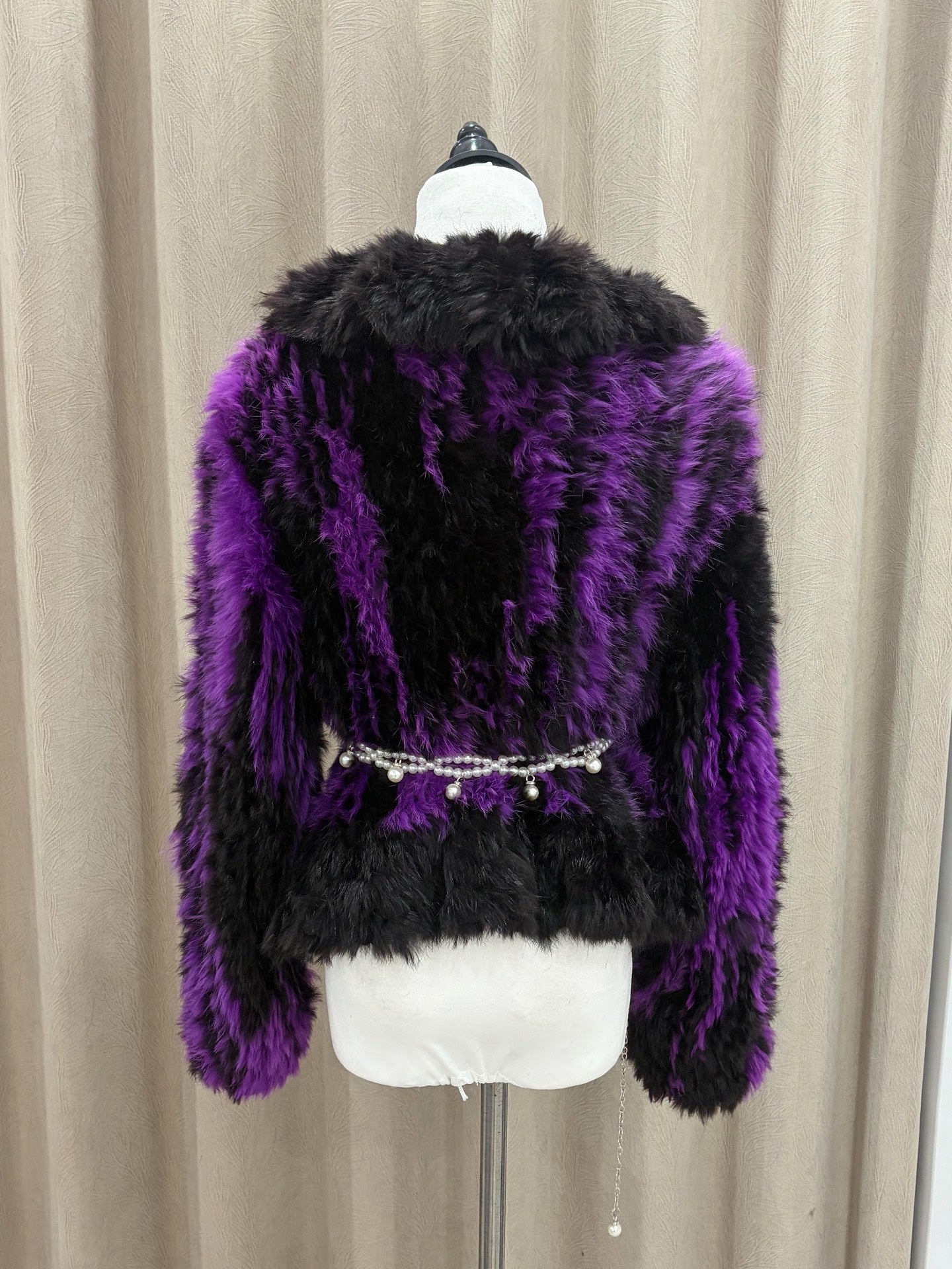 Vintage double-sided knit genuine fur coat