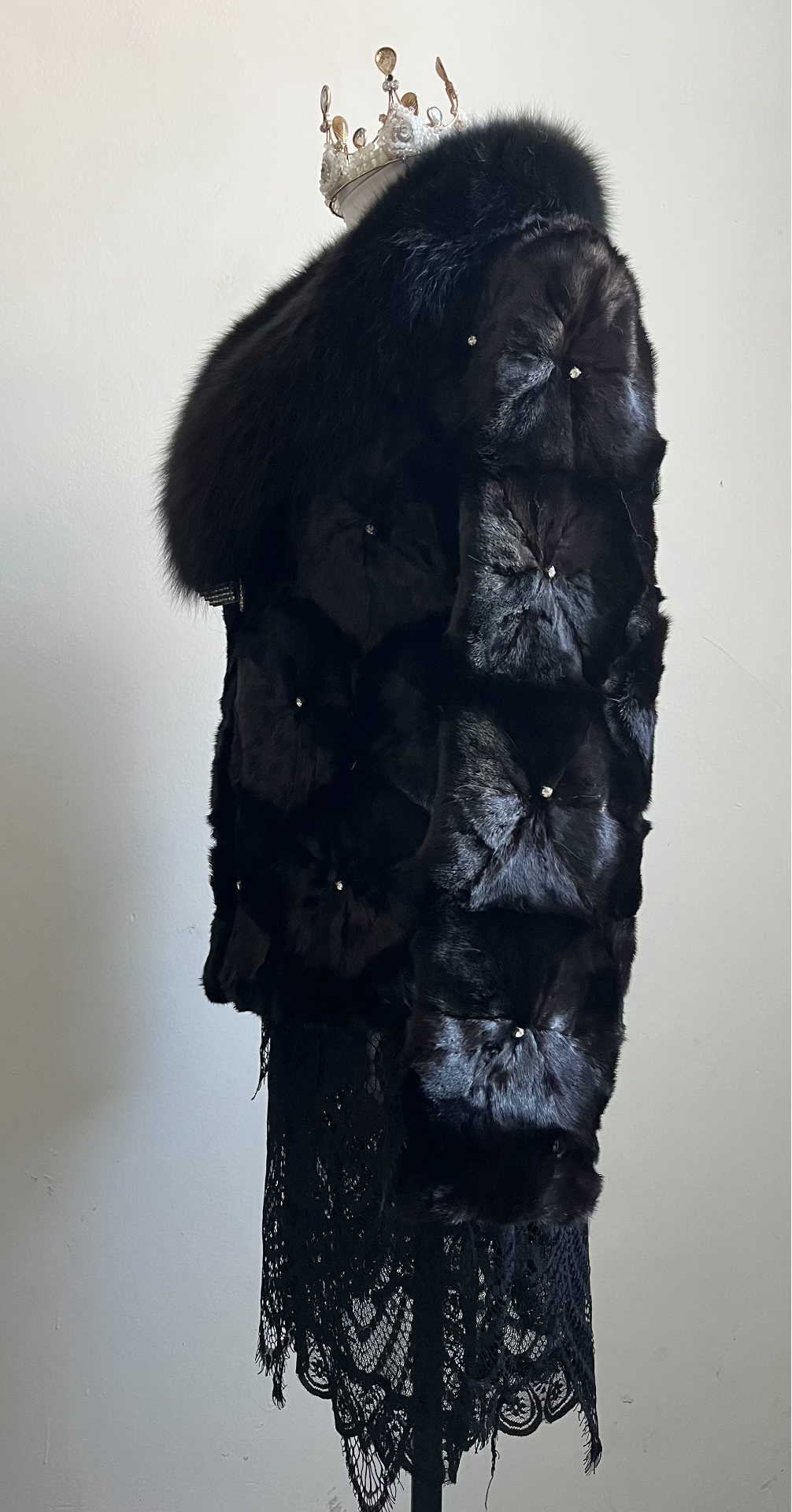Vintage Black Genuine Fur Coat