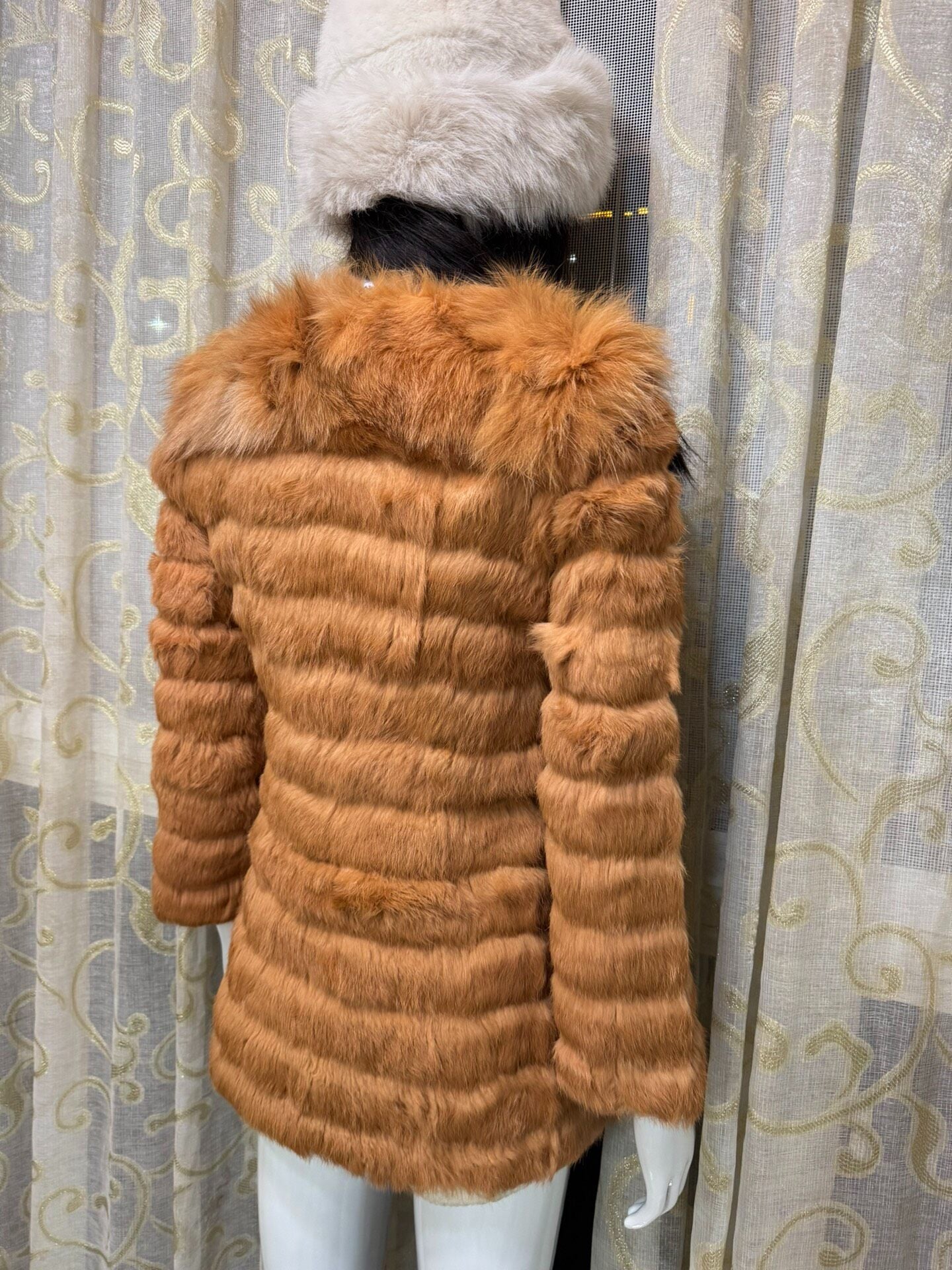 Vintage Orange-Brown Genuine Fur Coat