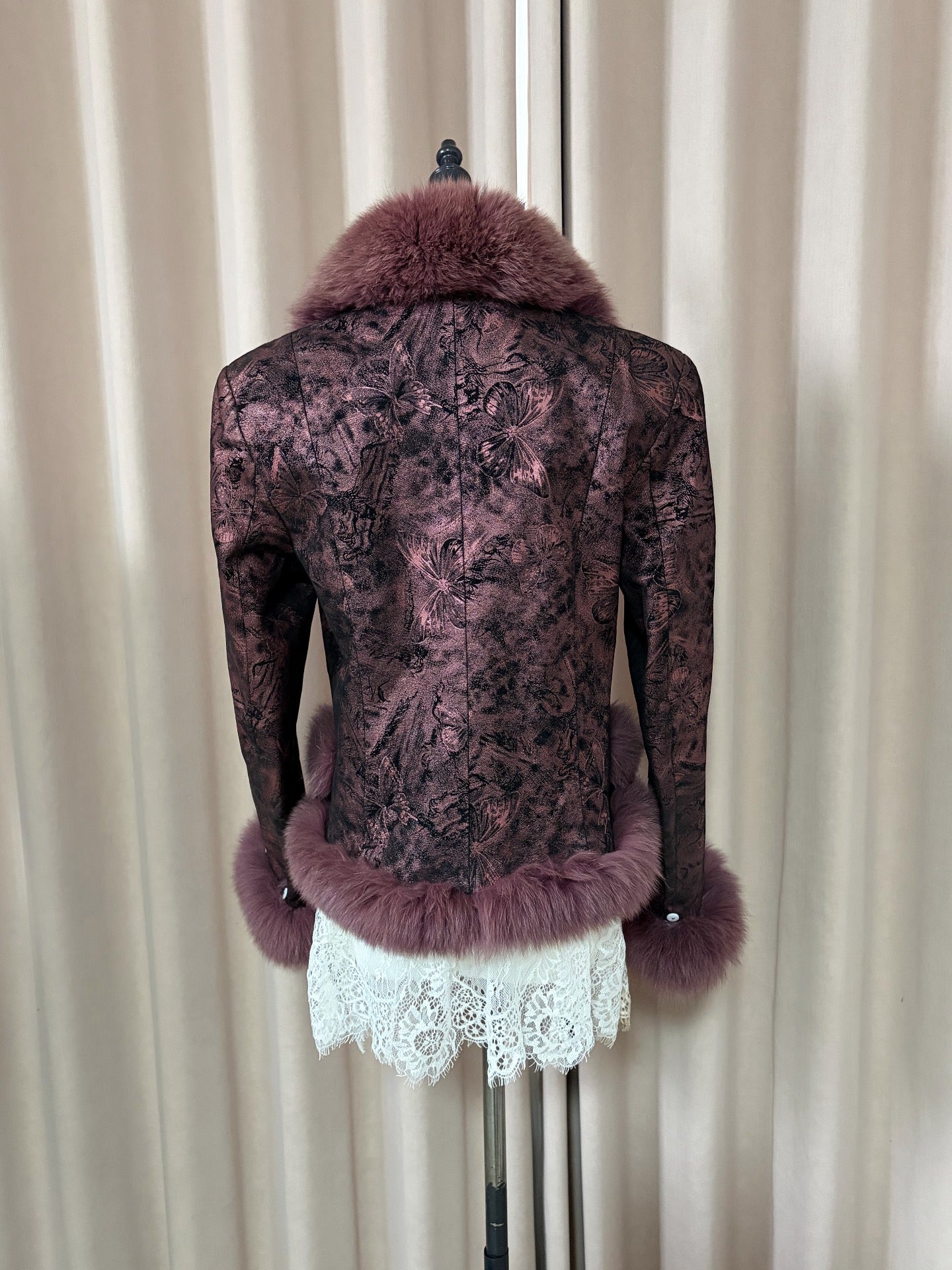 Vintage purple genuine fur coat