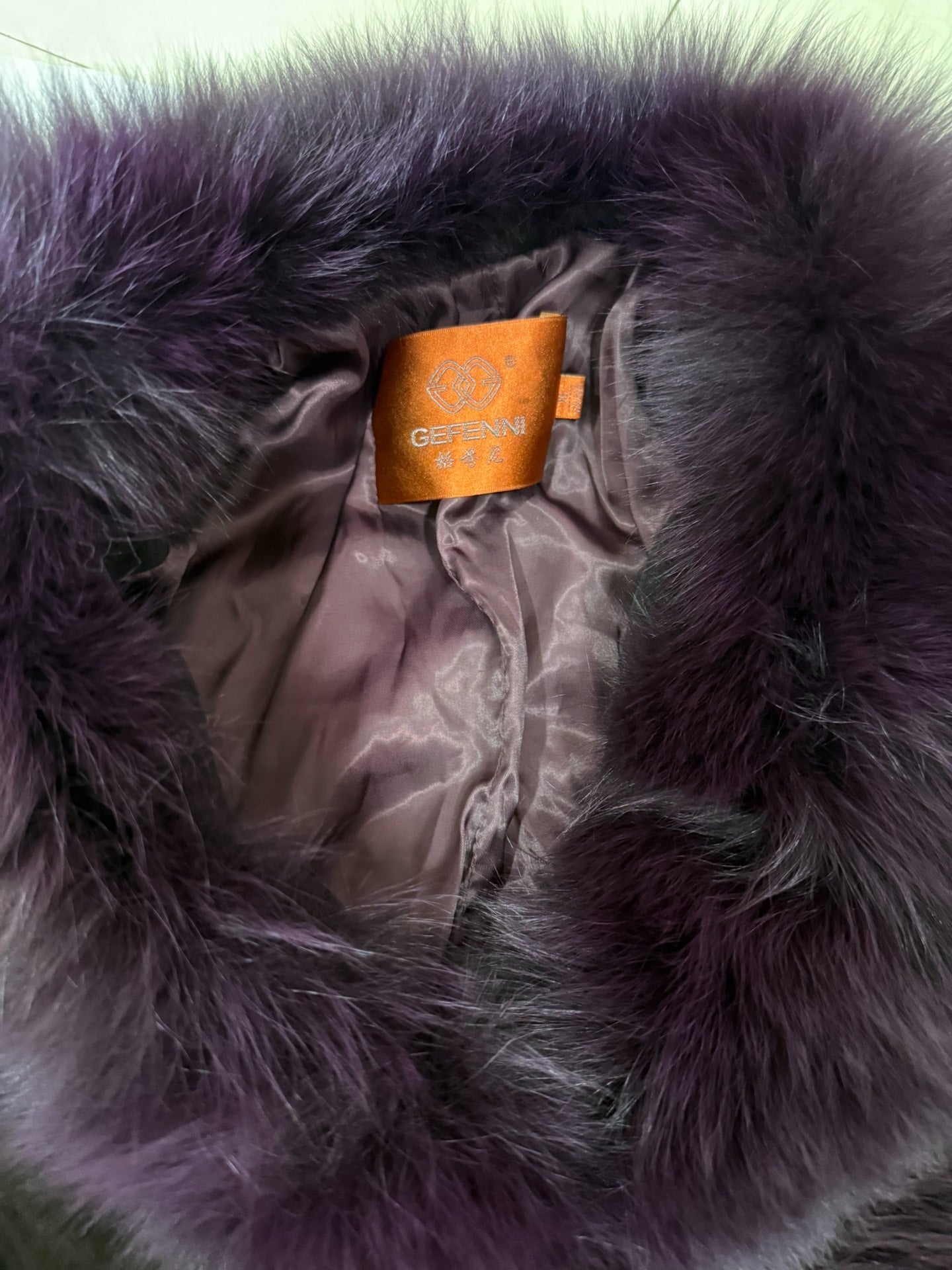 Vintage purple fox fur-collared coat