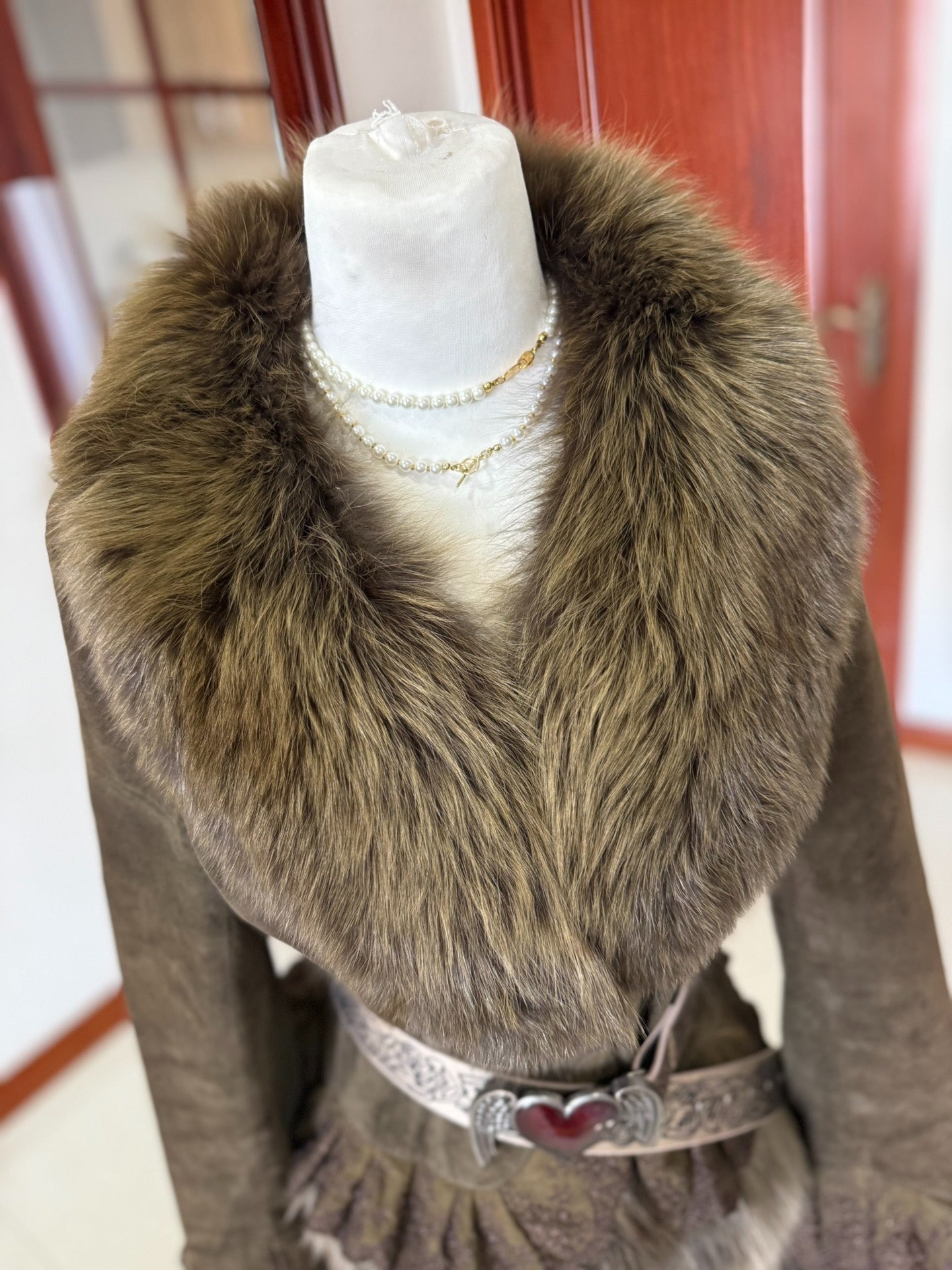 Vintage fur coat with fox fur collar