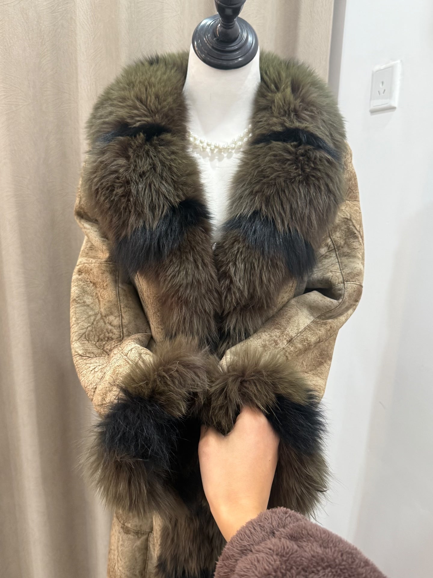 Vintage long real fur coat