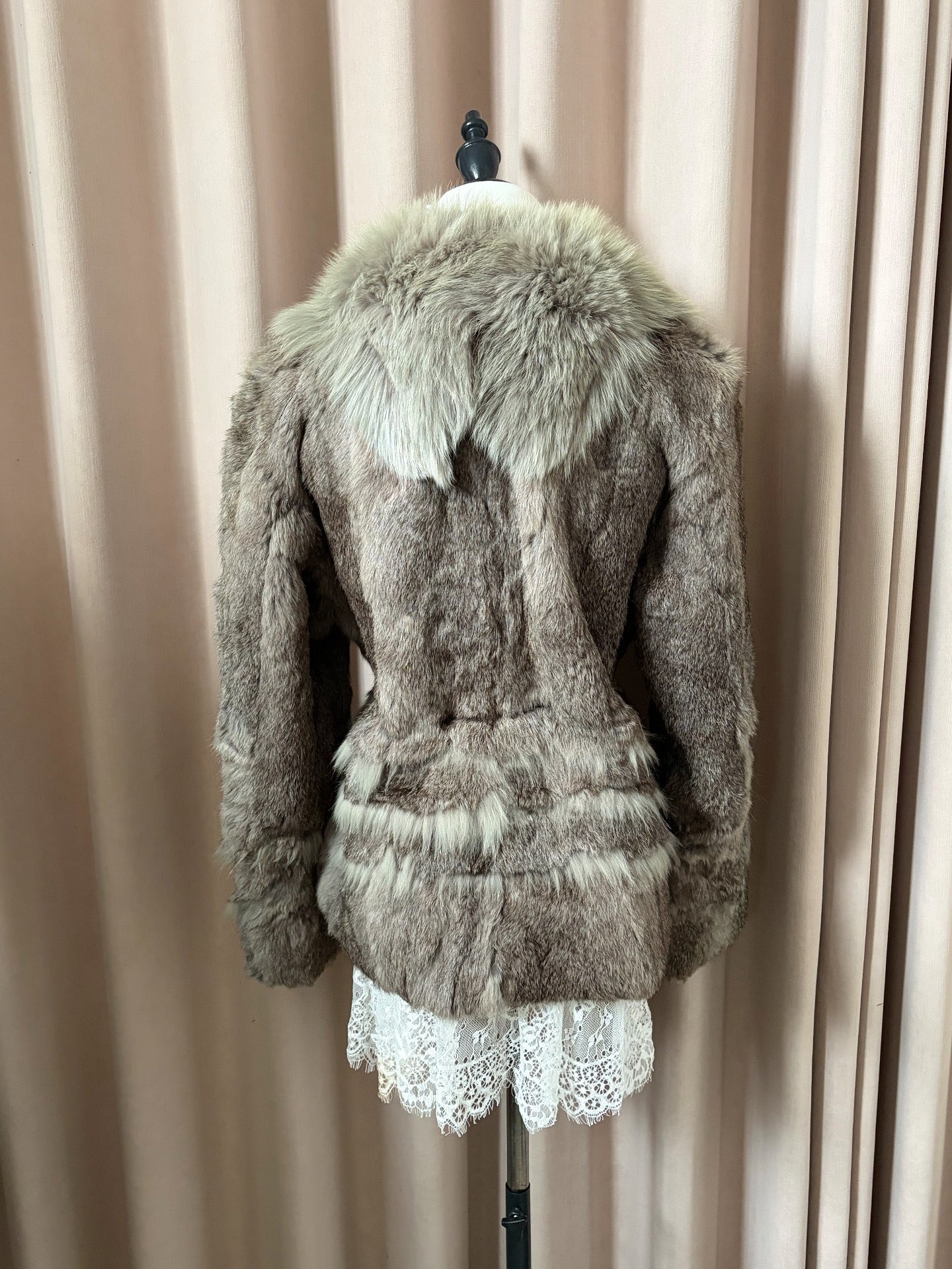 Vintage grey genuine fur coat
