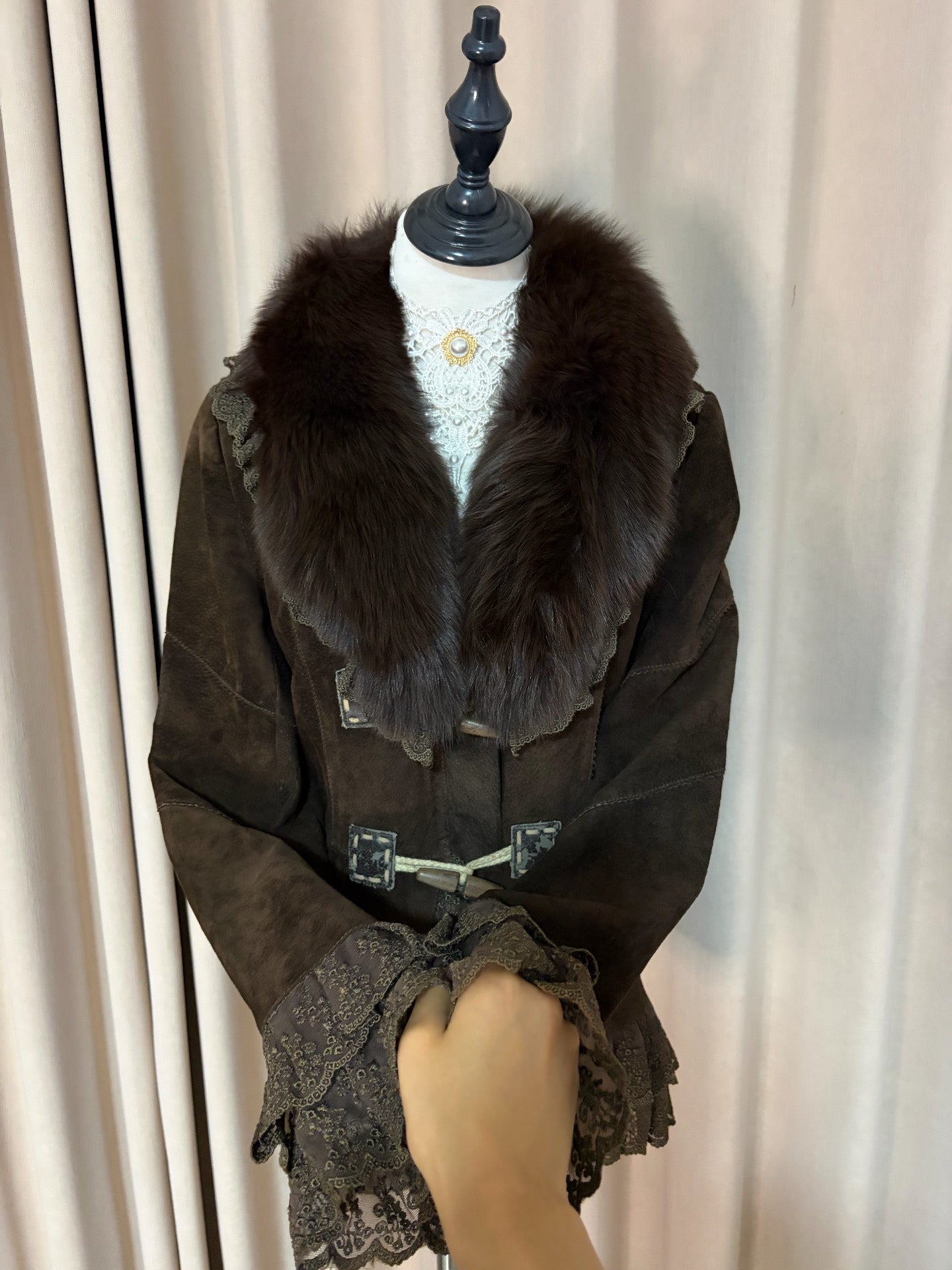 Vintage brown genuine fur coat