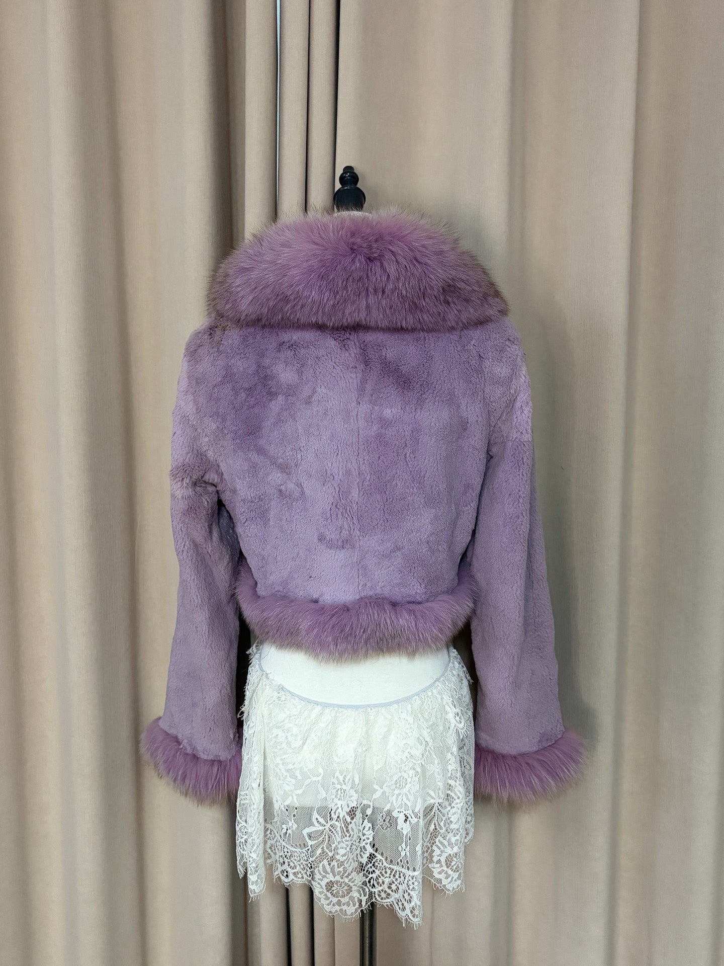Vintage purple real fur coat