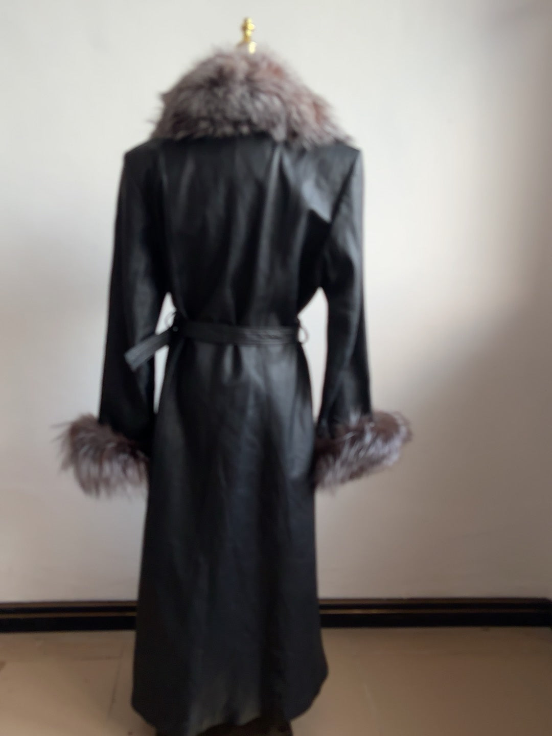 Vintage genuine leather long coat