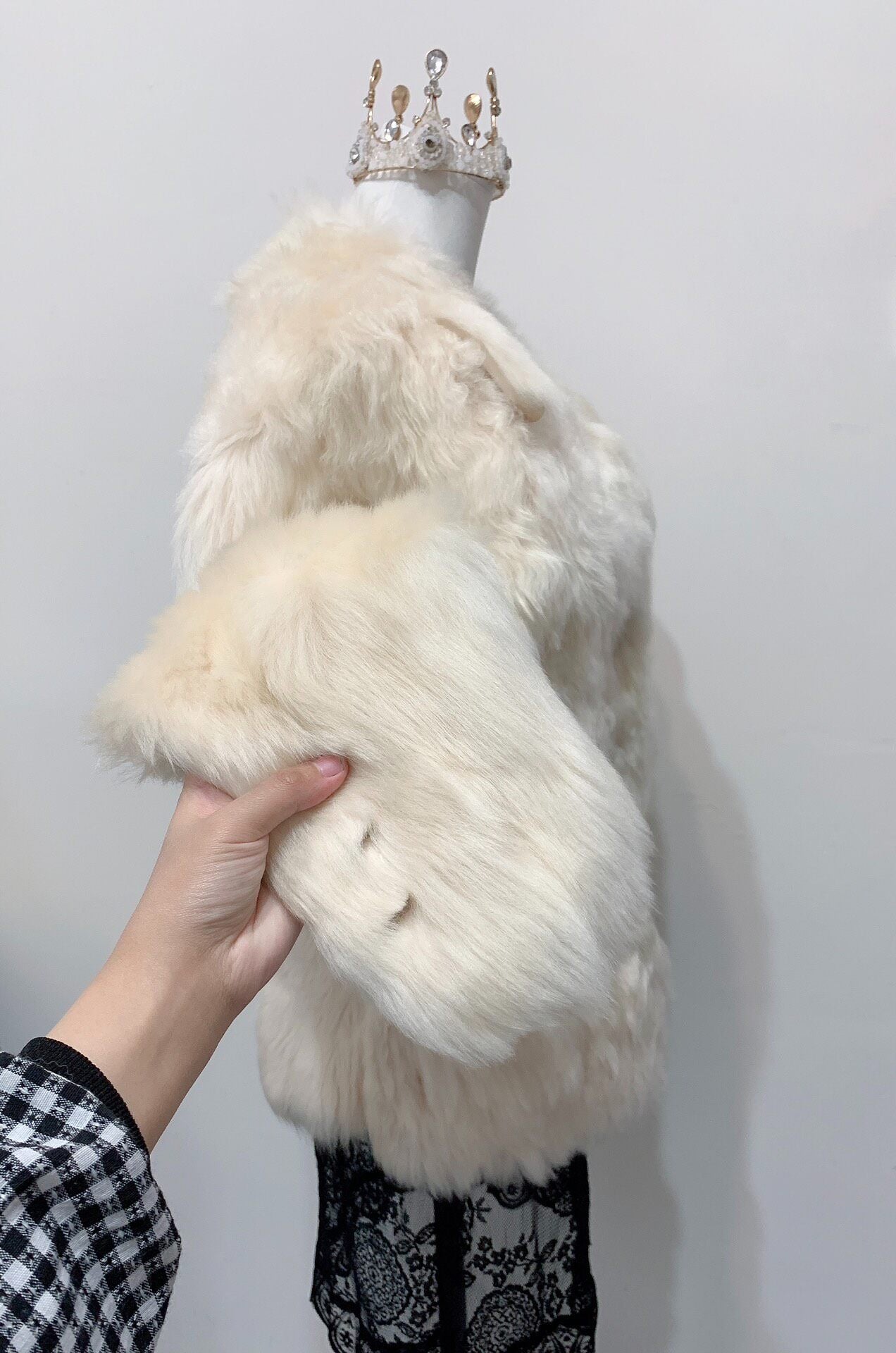Vintage White Genuine Fur Coat