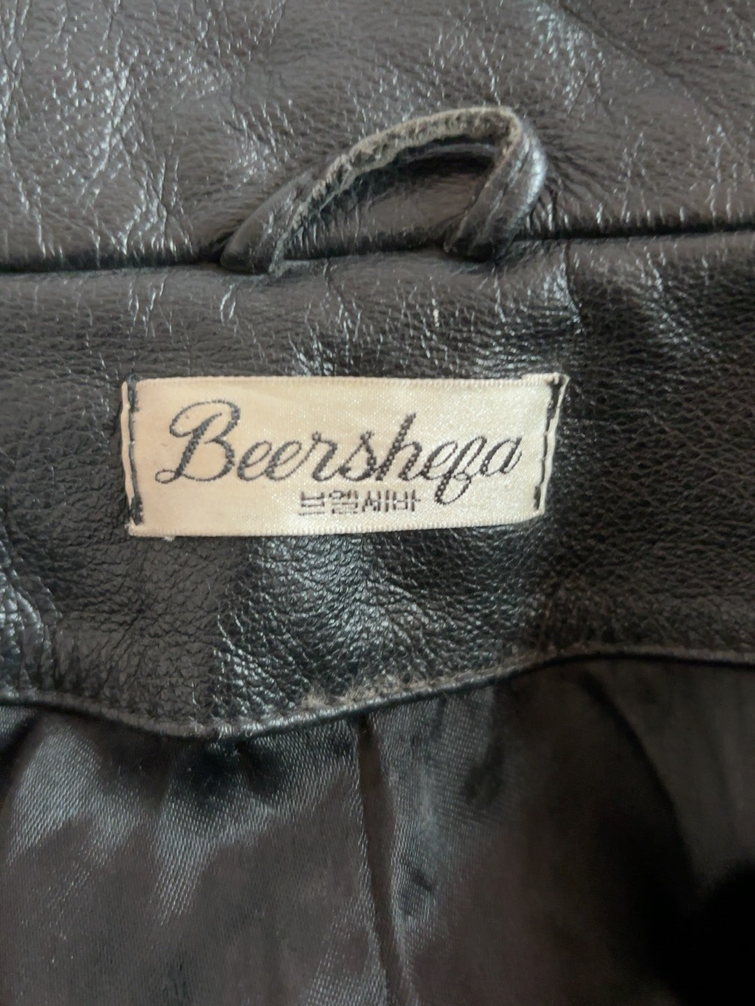 Vintage black cowhide long leather coat