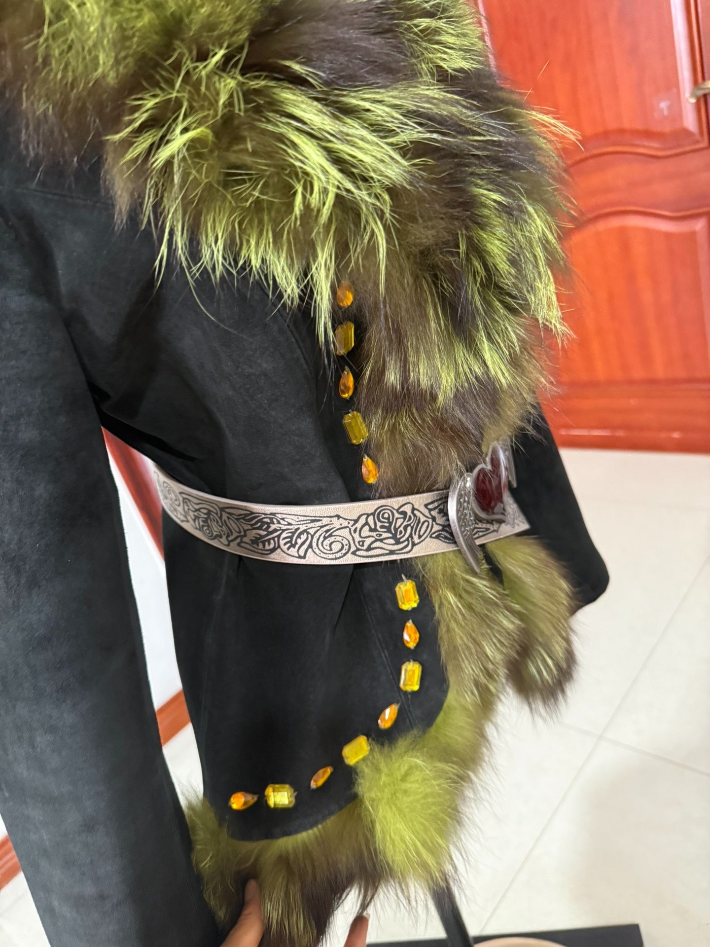 Vintage fur coat with fox fur collar
