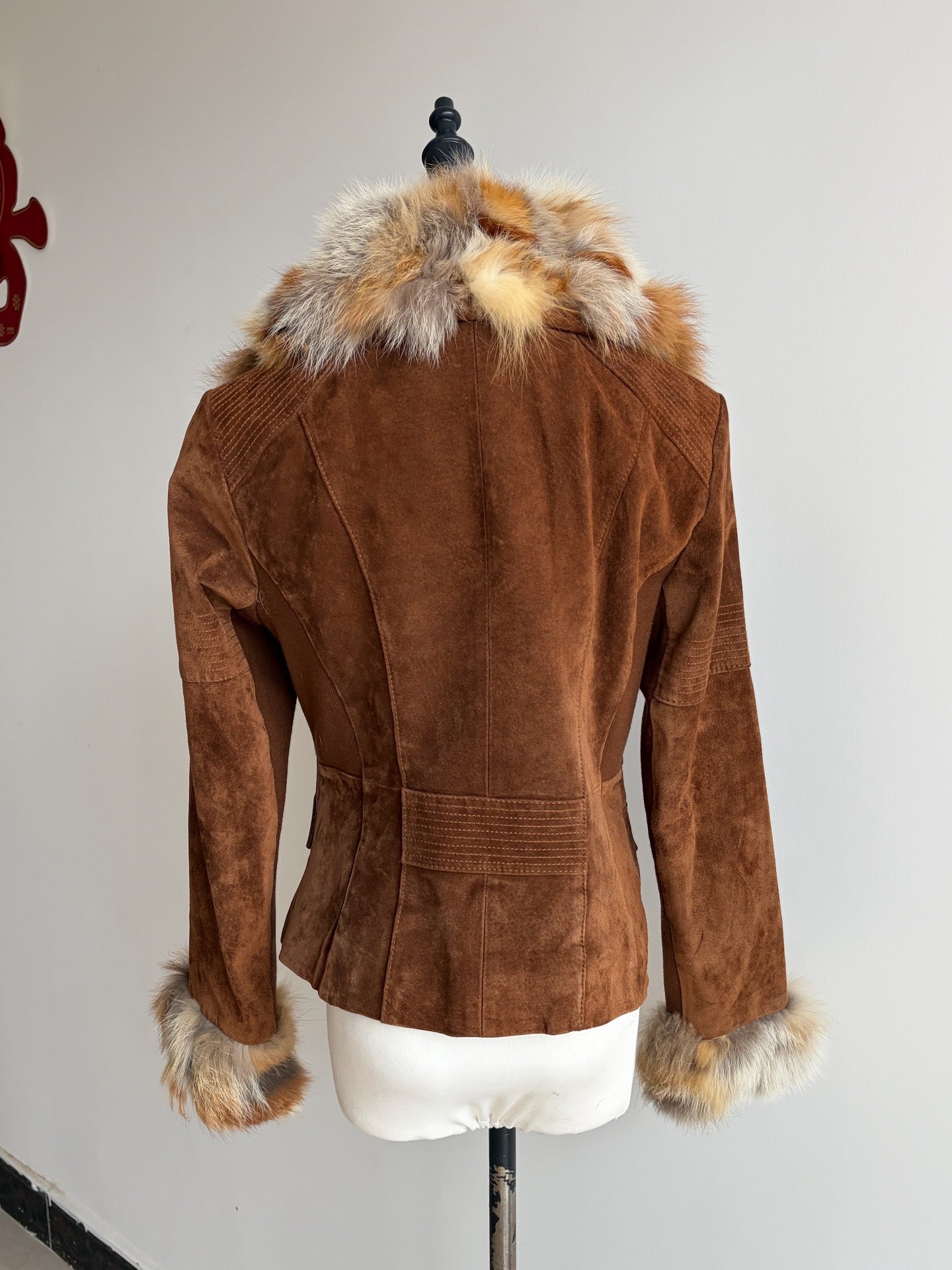 Vintage brown silver fox fur coat