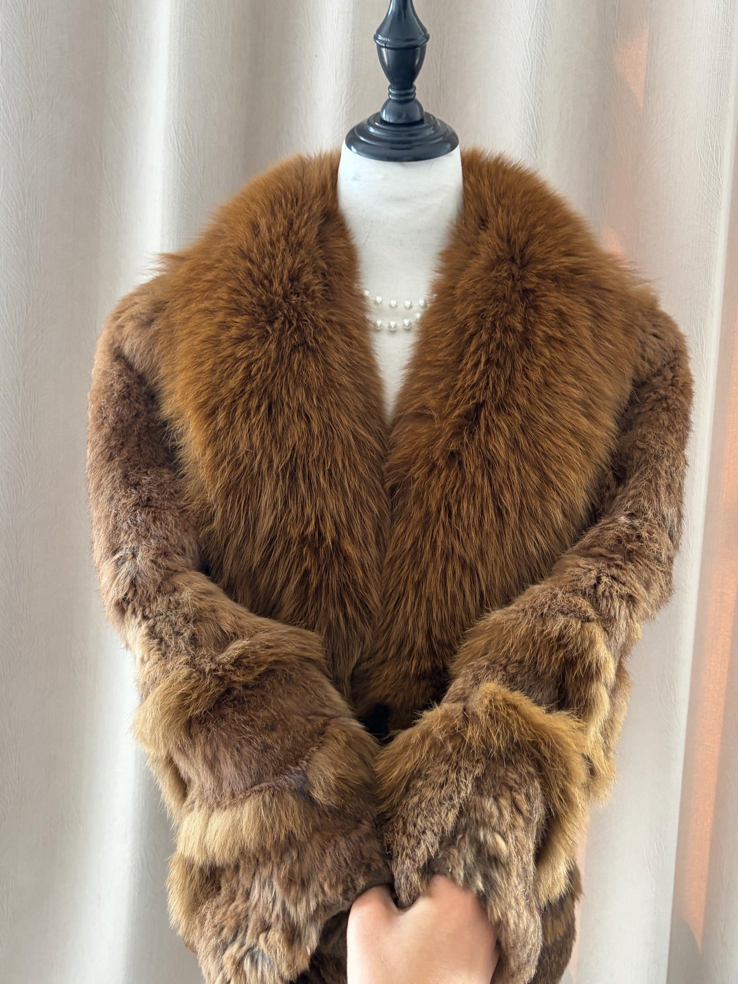 Vintage brown genuine fur coat