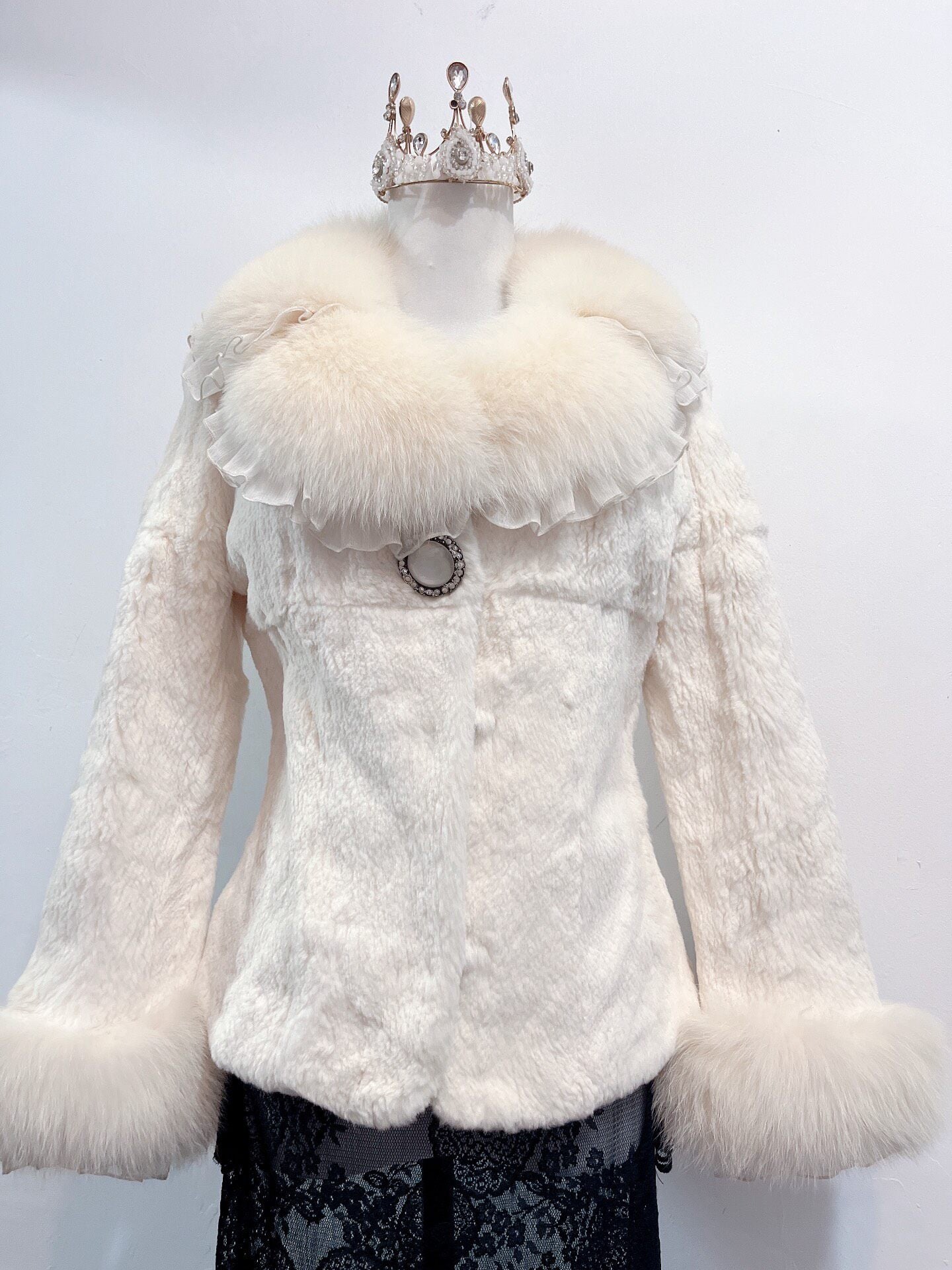 Vintage White Genuine Fur Coat