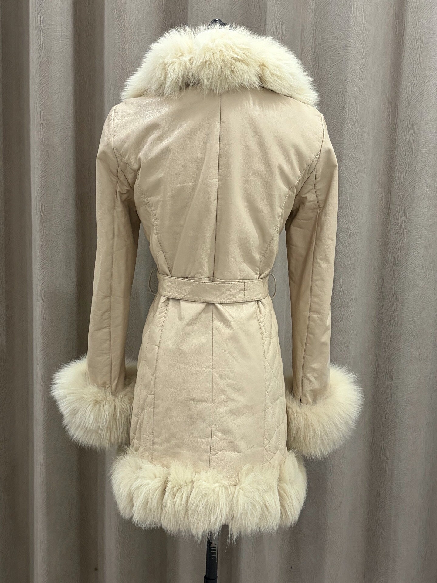 Vintage off-white fox fur coat