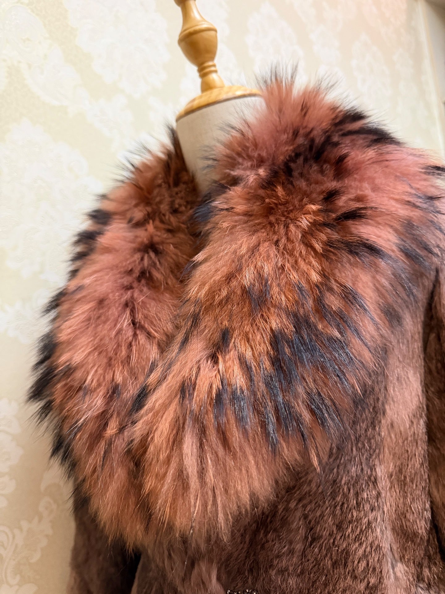 Vintage dusty rose brown genuine fur coat