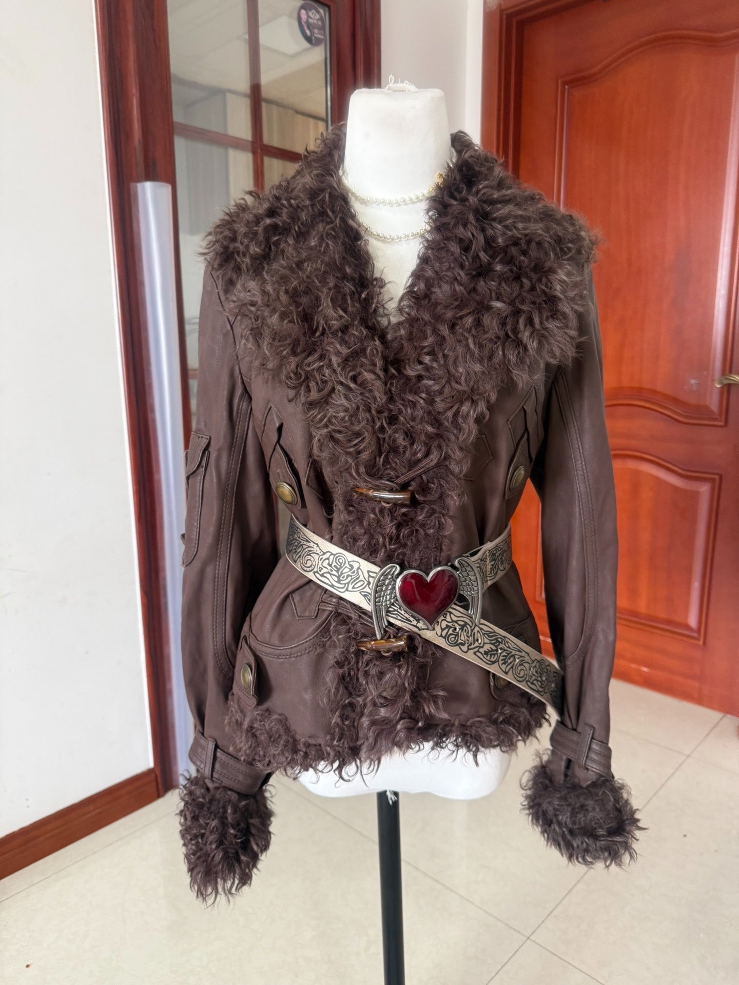 Vintage brown wool-blend cropped jacket