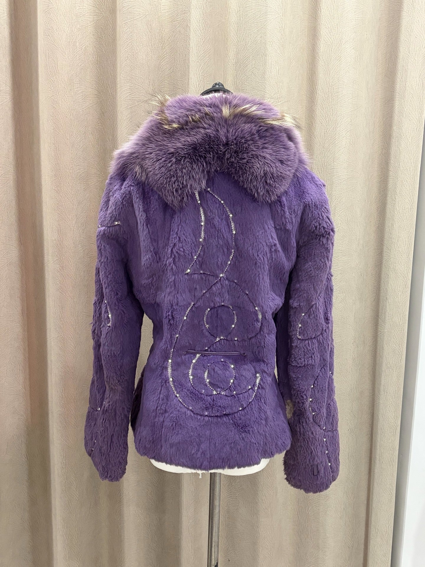 Vintage purple genuine fur coat