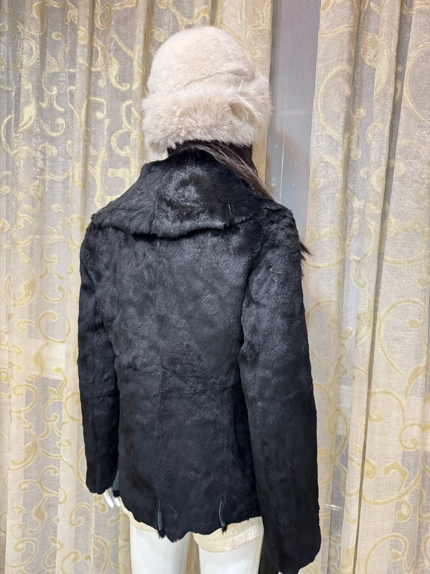 Vintage Black Genuine Fur Coat