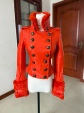 Vintage orange genuine fur and leather jacket