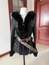 Vintage black fur-collar coat
