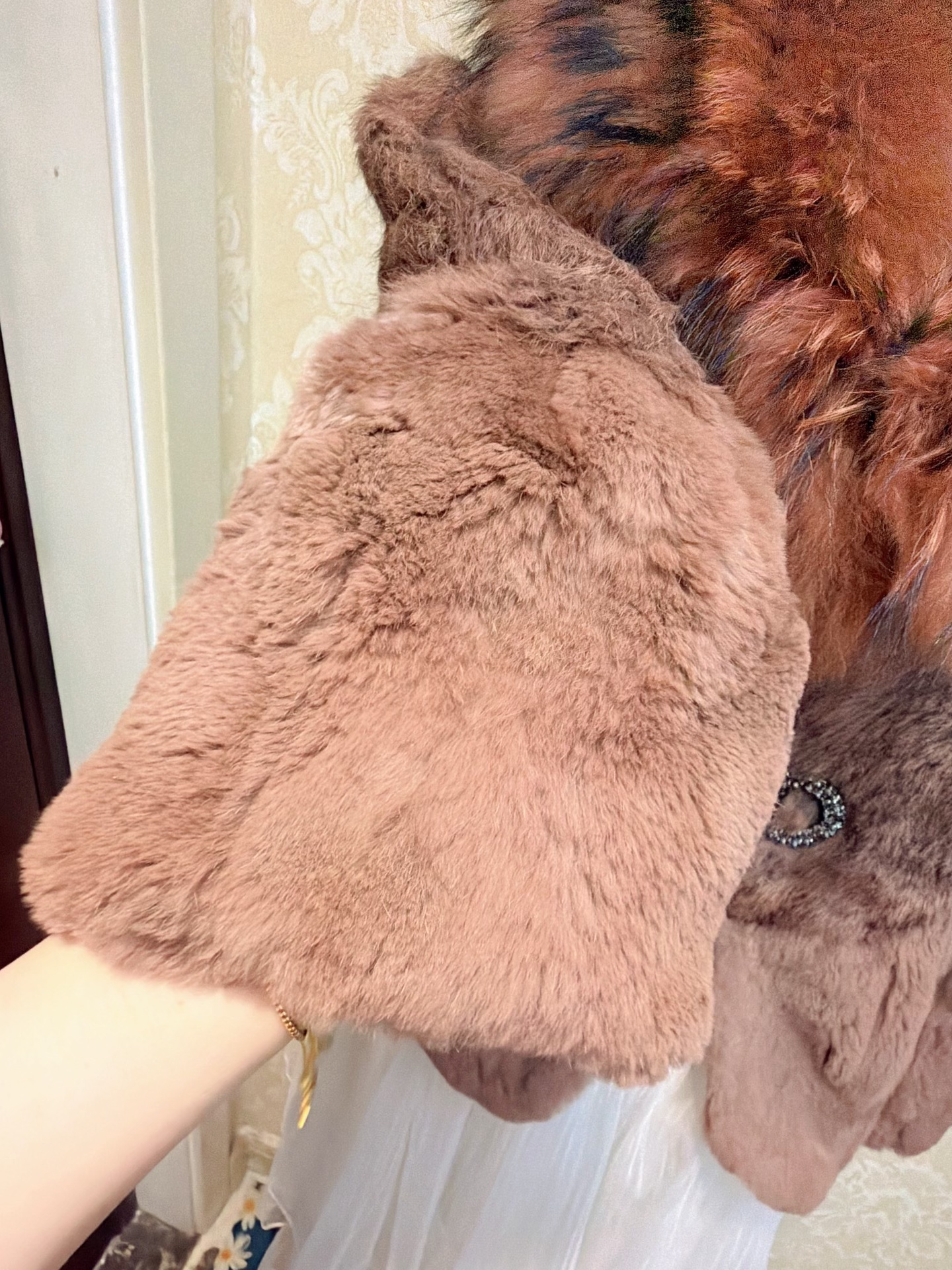 Vintage dusty rose brown genuine fur coat