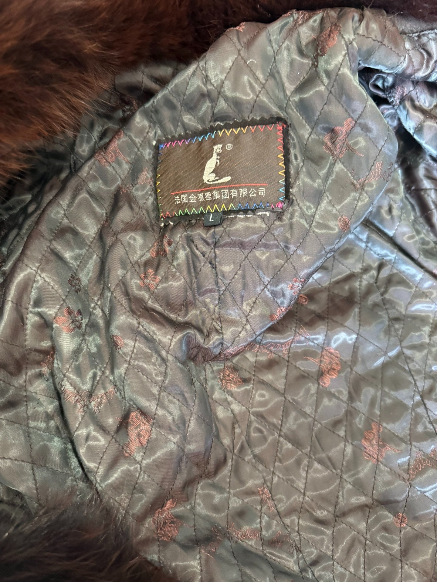Vintage brown fur coat with fox fur collar