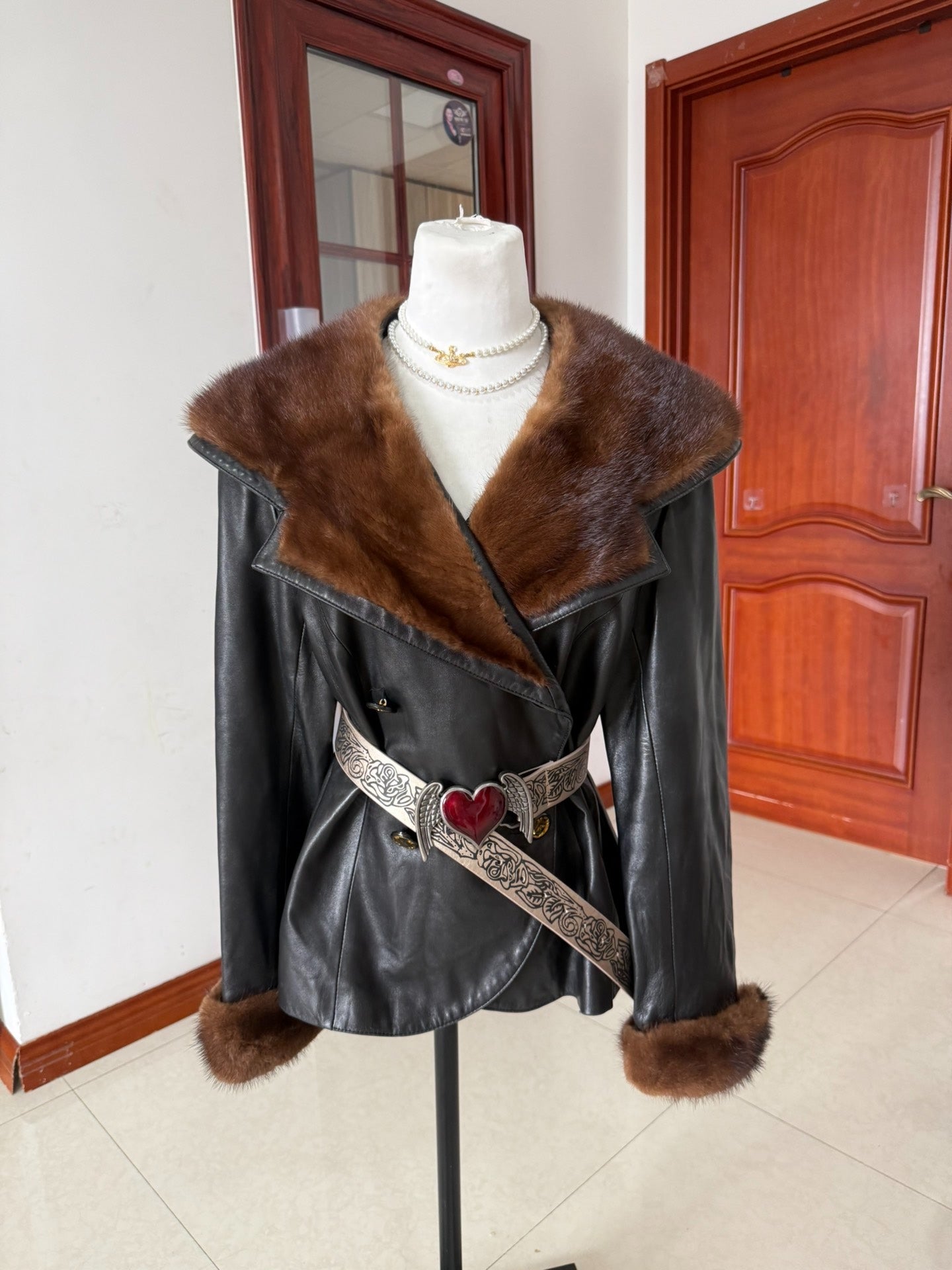 Vintage black genuine leather jacket
