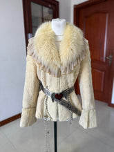 Vintage off-white rabbit and fox fur coat