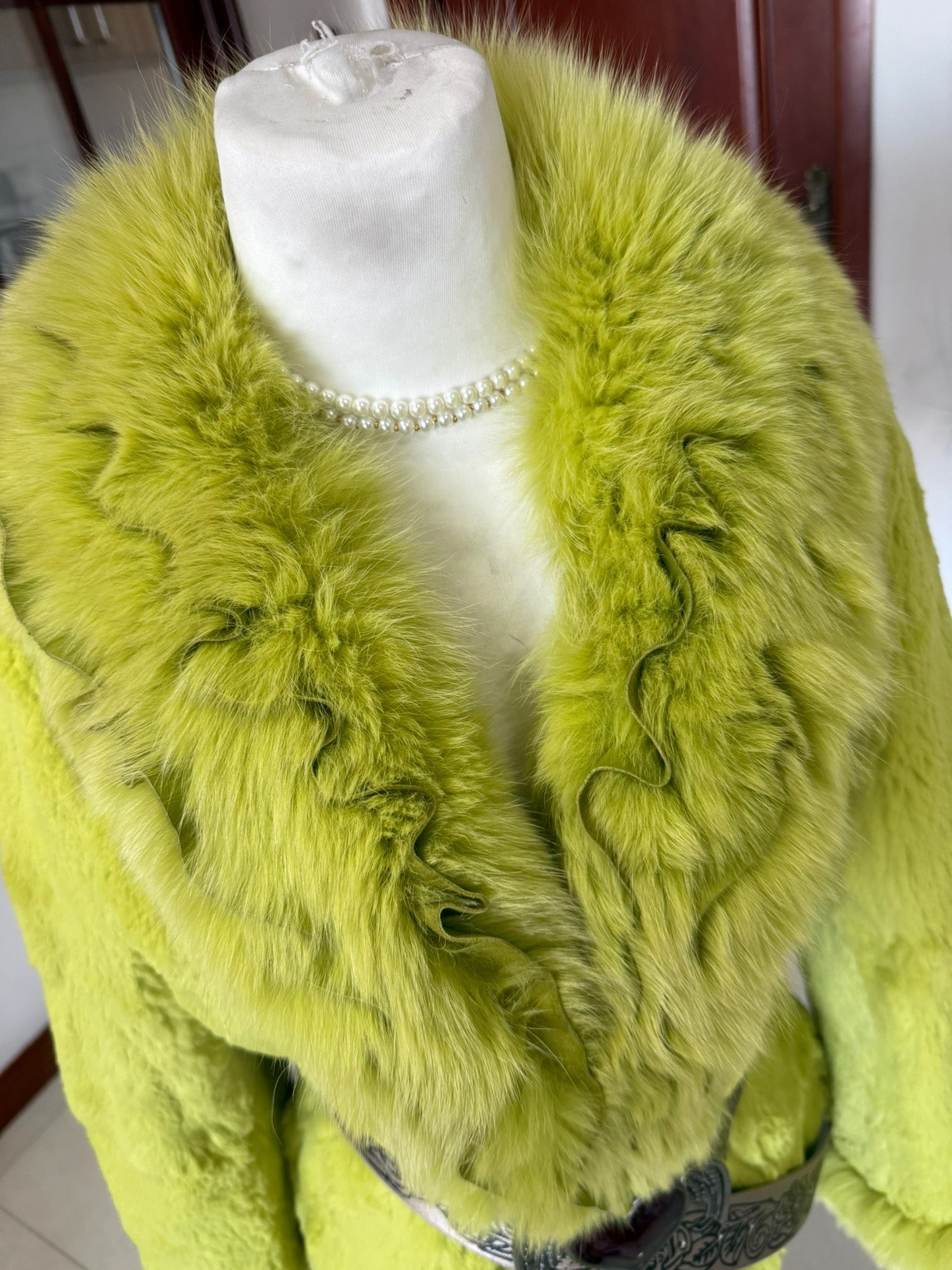 Vintage green rabbit fur coat