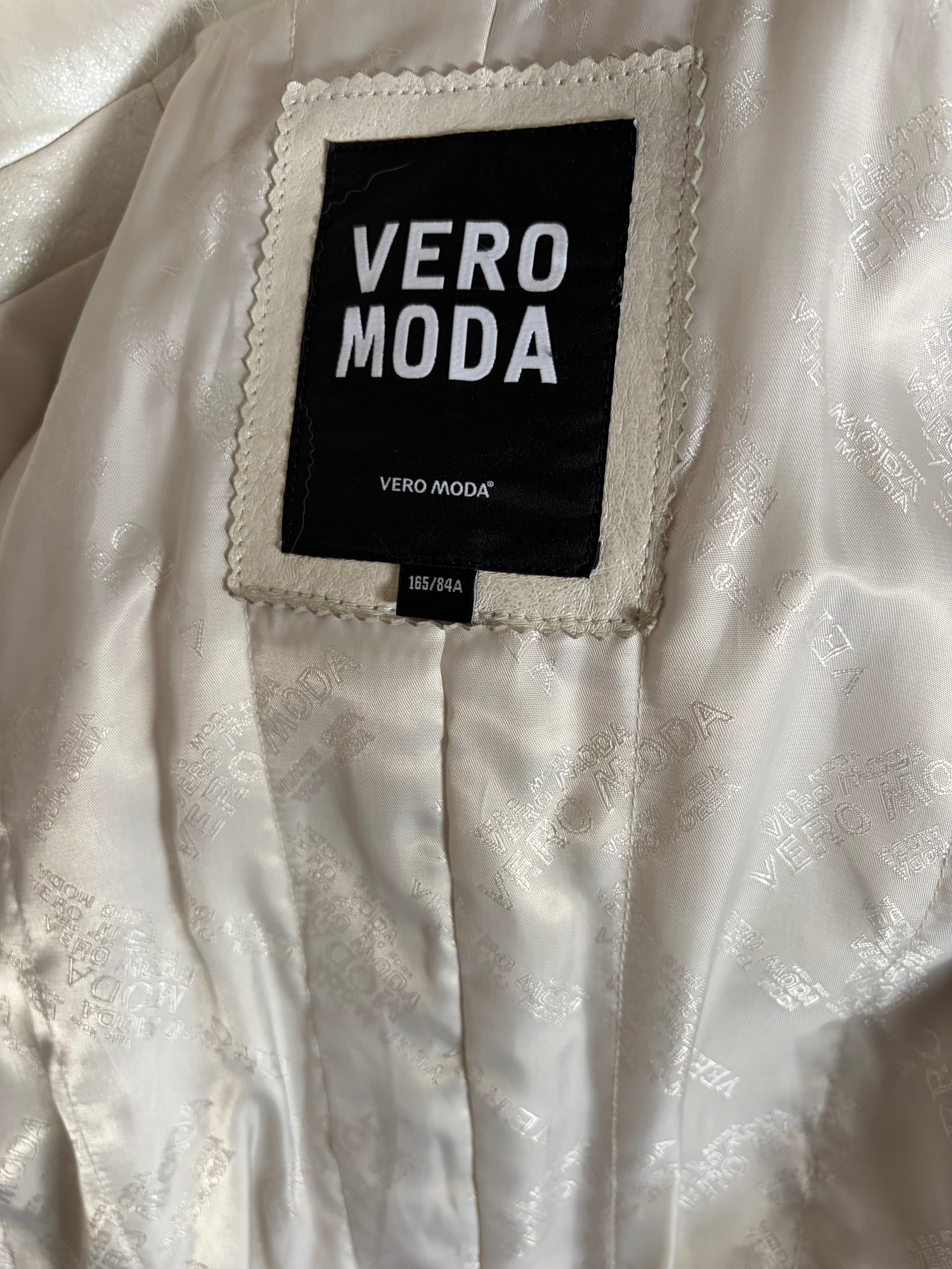 Vintage white genuine fur and leather coat