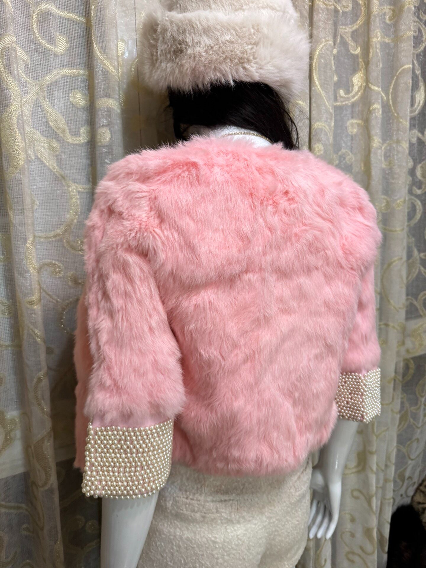 Vintage Pink Genuine Fur Coat