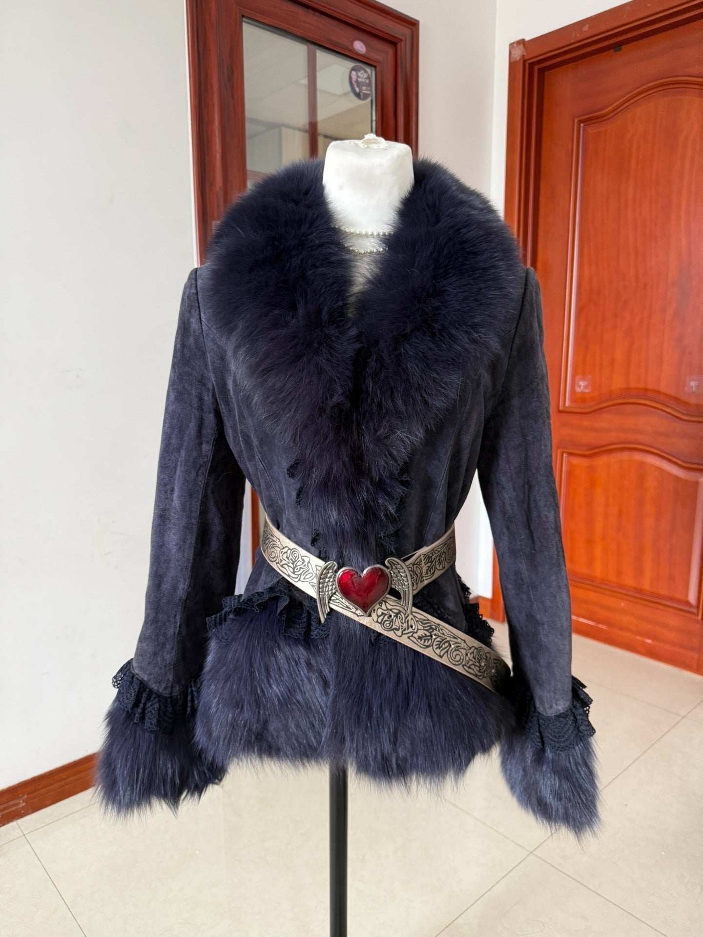 Vintage purple genuine fur coat
