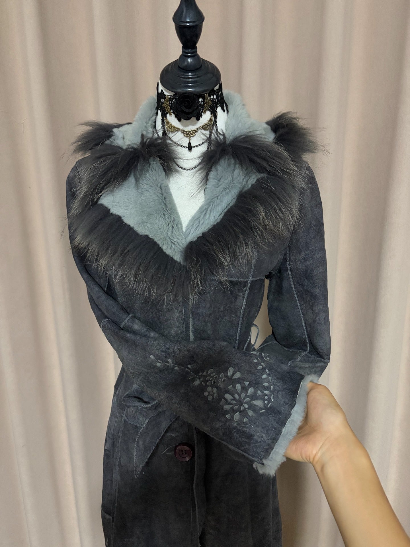 Vintage long genuine fur coat