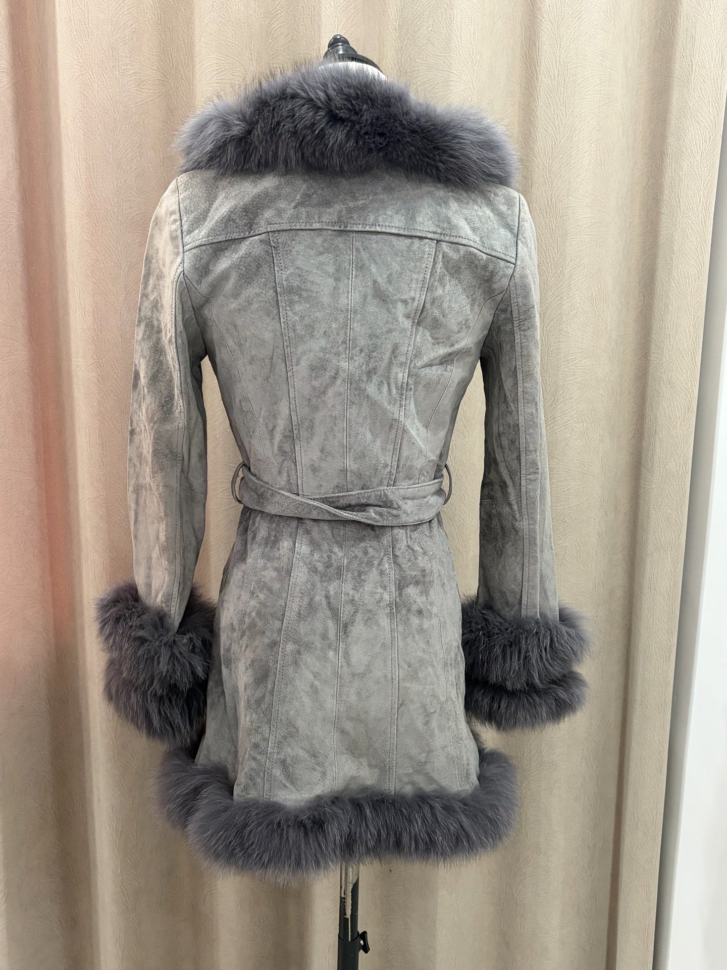 Vintage grey real fur coat