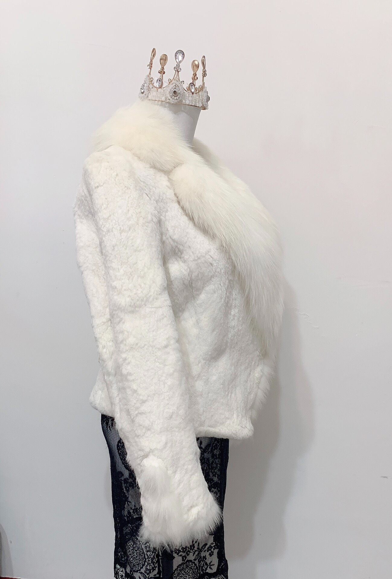Vintage White Genuine Fur Coat