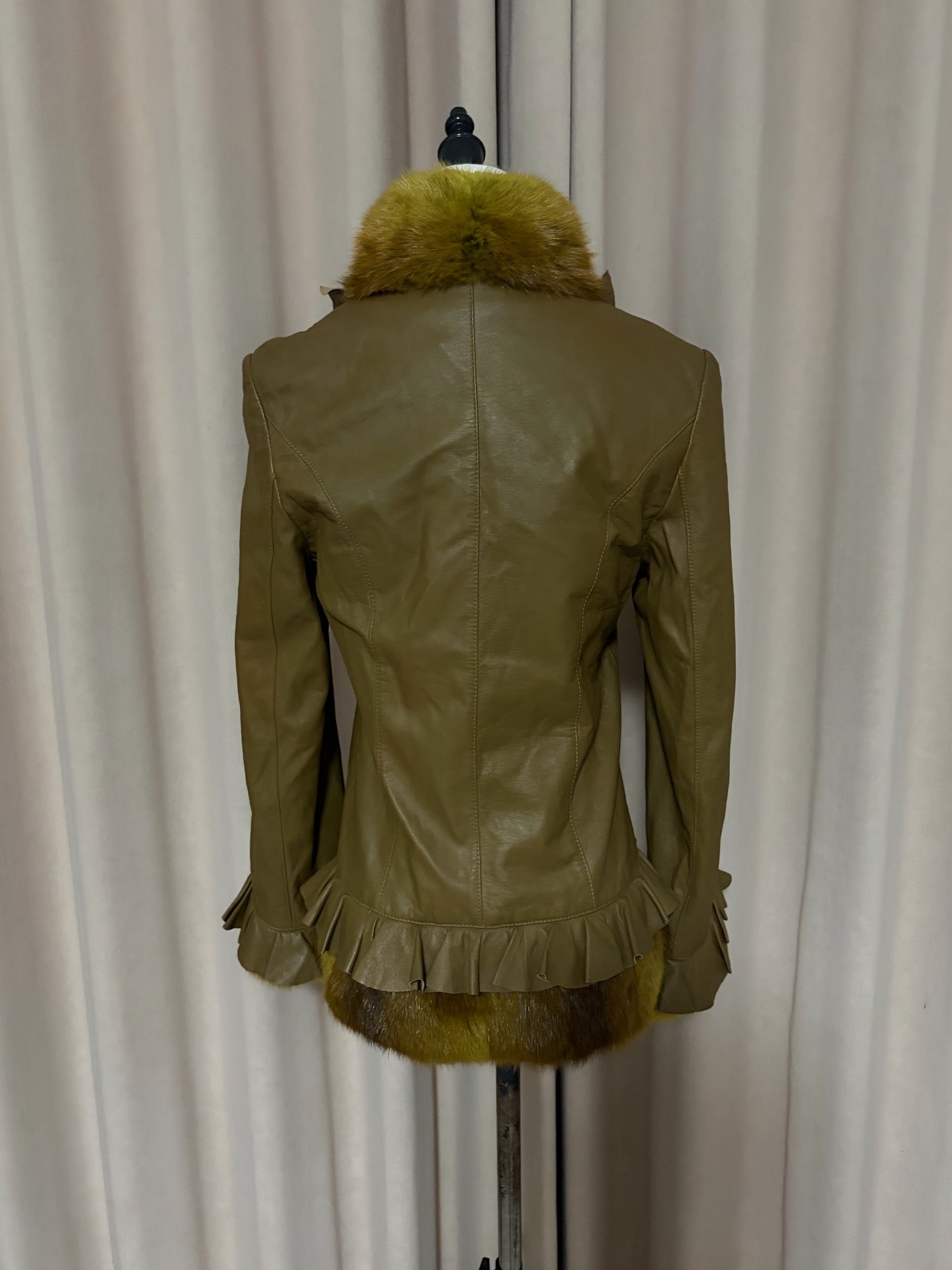 Vintage green genuine fur coat
