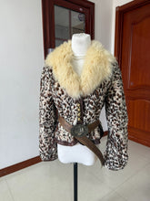 Vintage leopard-print fur coat with fox fur collar