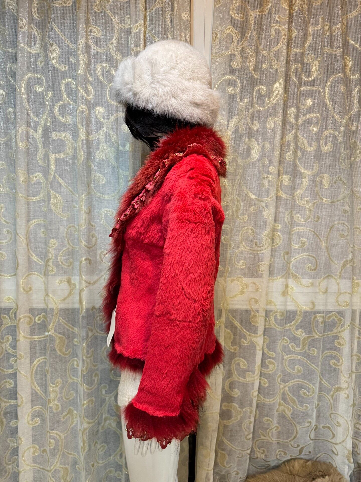 Vintage Red Genuine Fur Coat