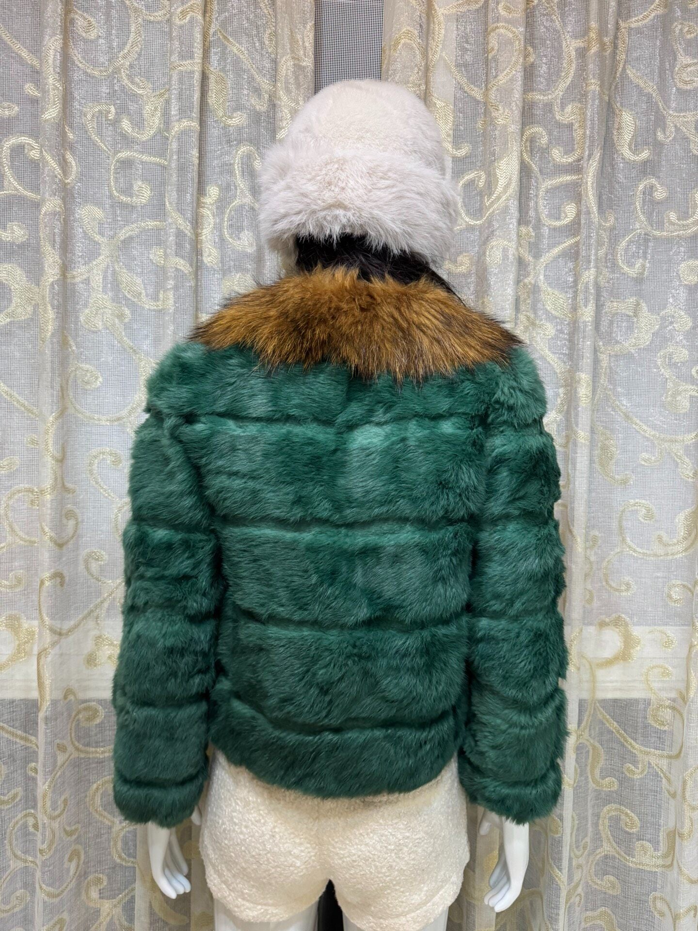 Vintage Dark Green Genuine Fur Coat