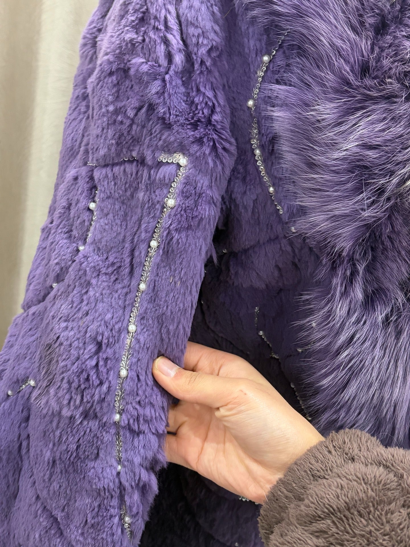 Vintage purple genuine fur coat