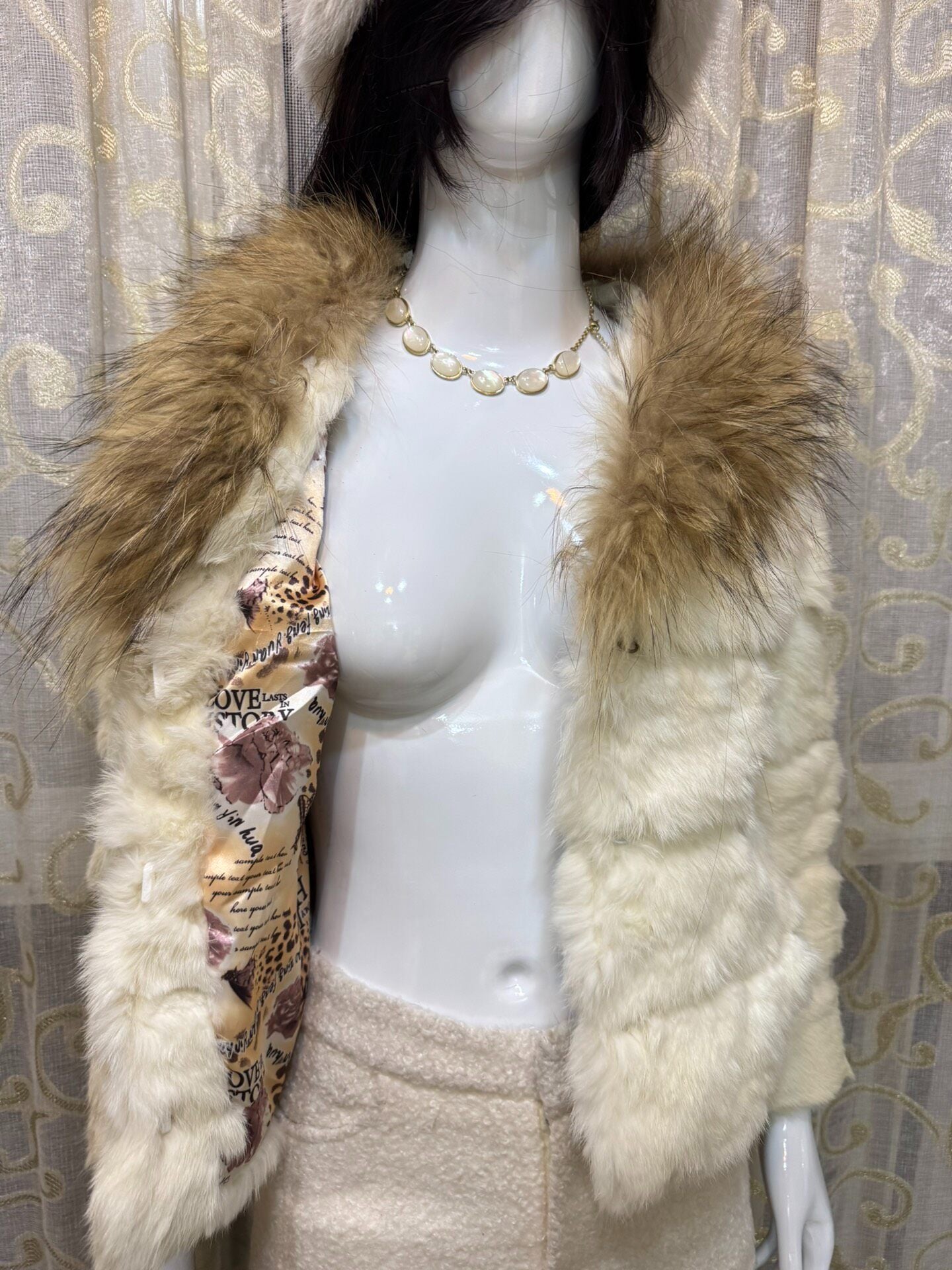 Vintage White Genuine Fur Coat